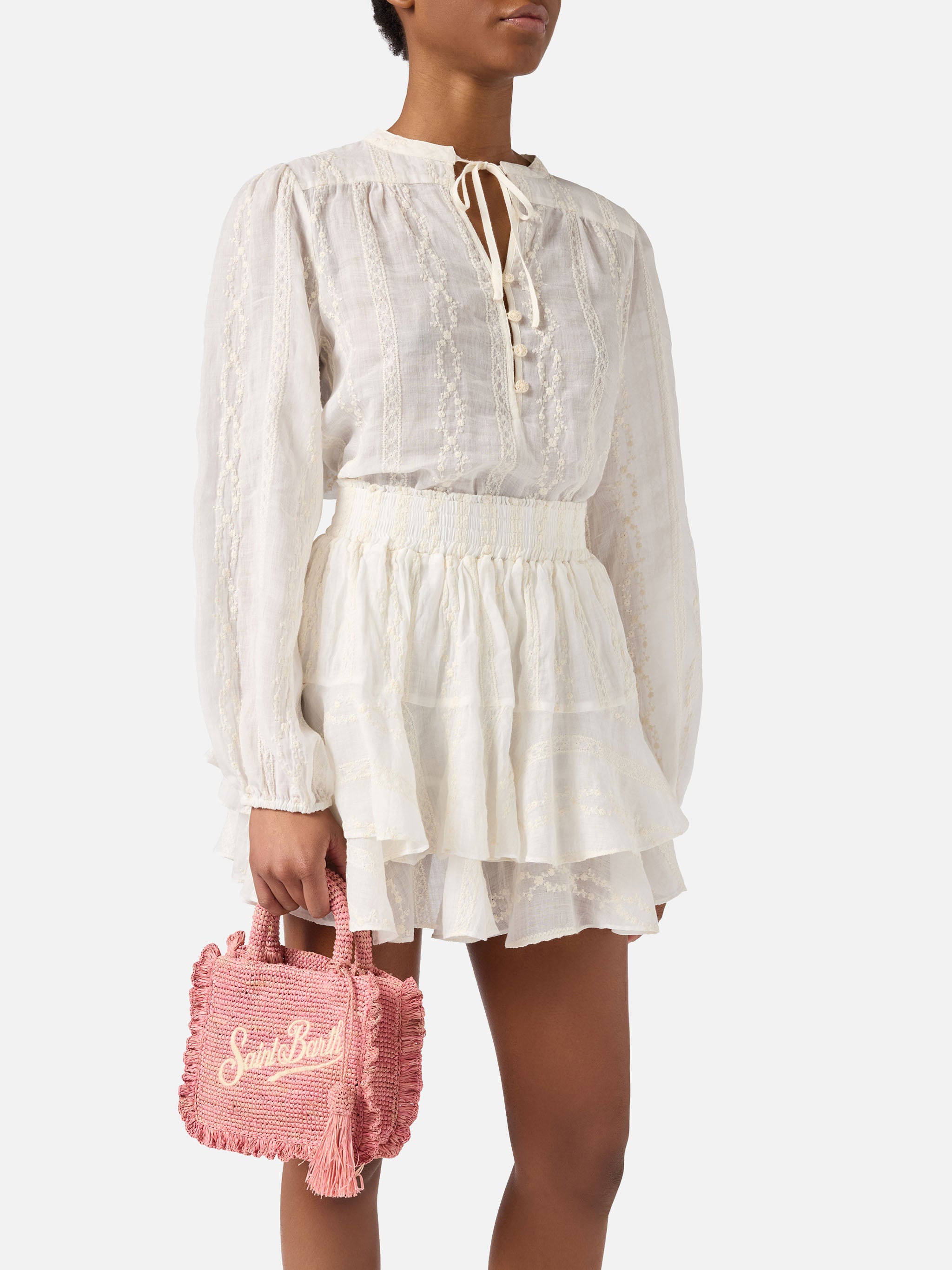 mc2-saint-barth-borsa-volant-mini-rosa-raffia-logo-ricamato image 3