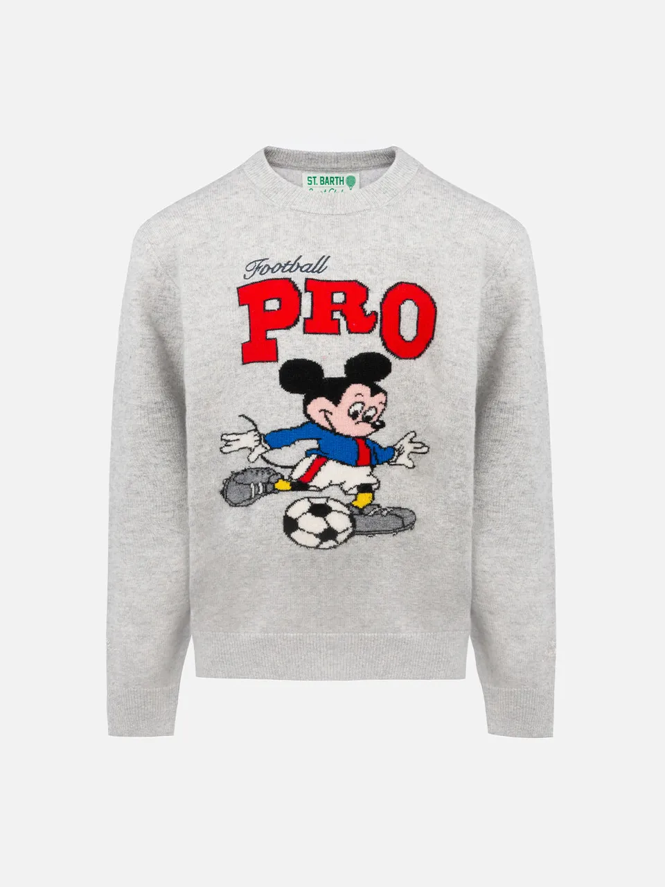 mc2-saint-barth-maglione-girocollo-douglas-grigio-da-bambino-con-stampa-topolino image 1