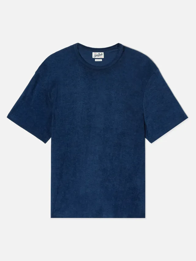mc2-saint-barth-t-shirt-gary-in-misto-cotone-effetto-spugna-blu-con-ricamo-logo image 1