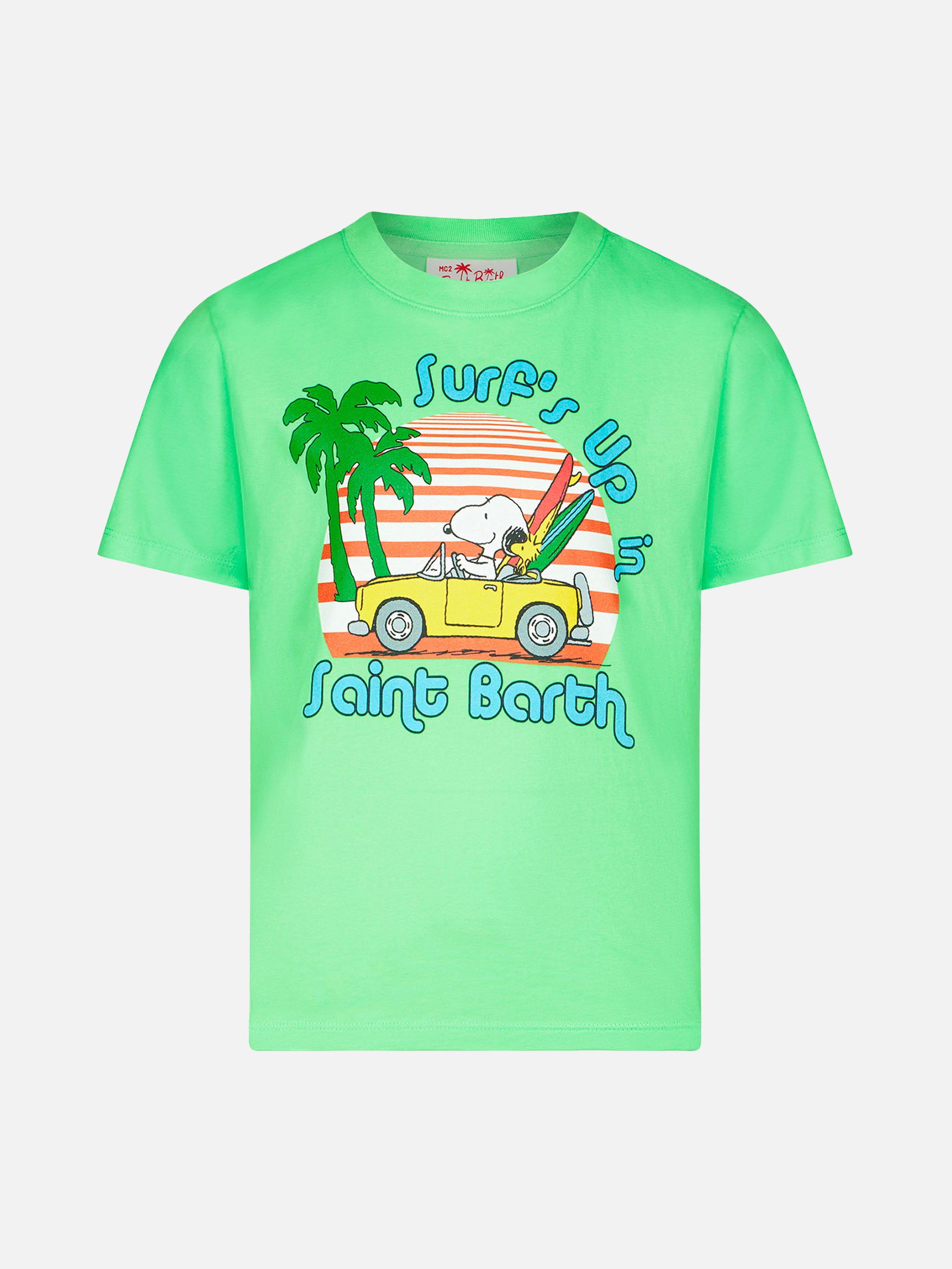 mc2-saint-barth-t-shirt-bambino-peanuts-t-shirt-in-cotone-verde-con-stampa-snoop image 1