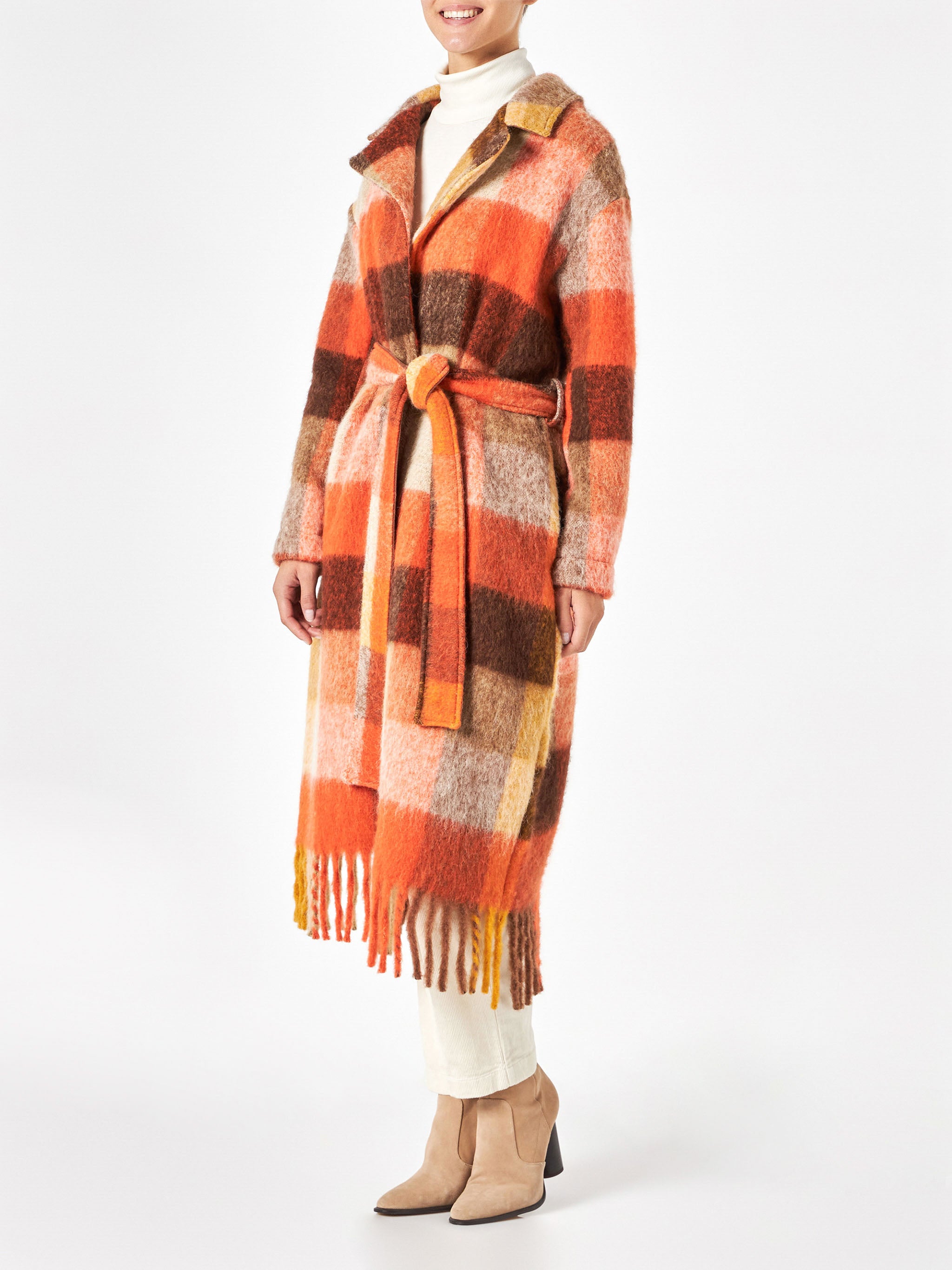 mc2-saint-barth-cappotto-lungo-charlot-donna-a-quadri-multicolor-con-frange image 3