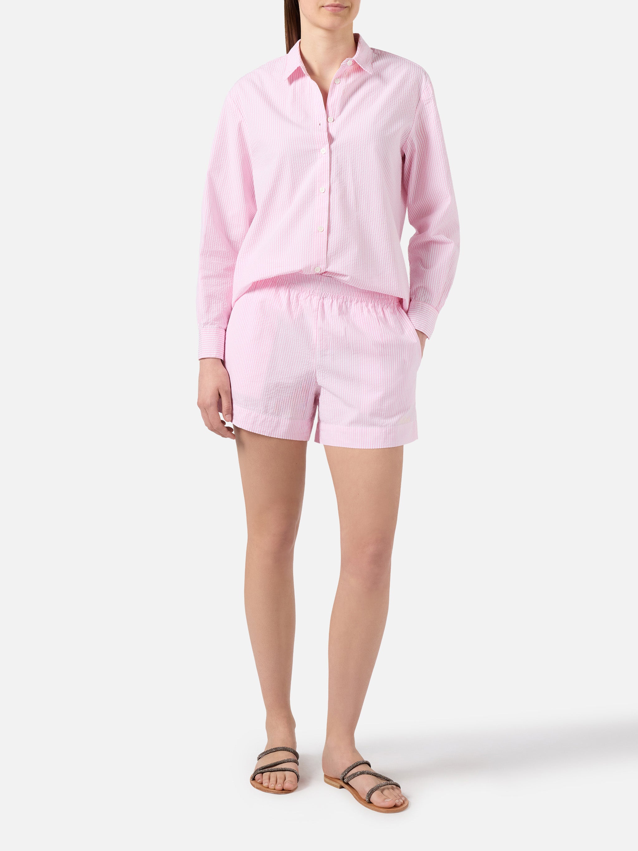 mc2-saint-barth-shorts-meave-in-seersucker-a-righe-rosa image 2