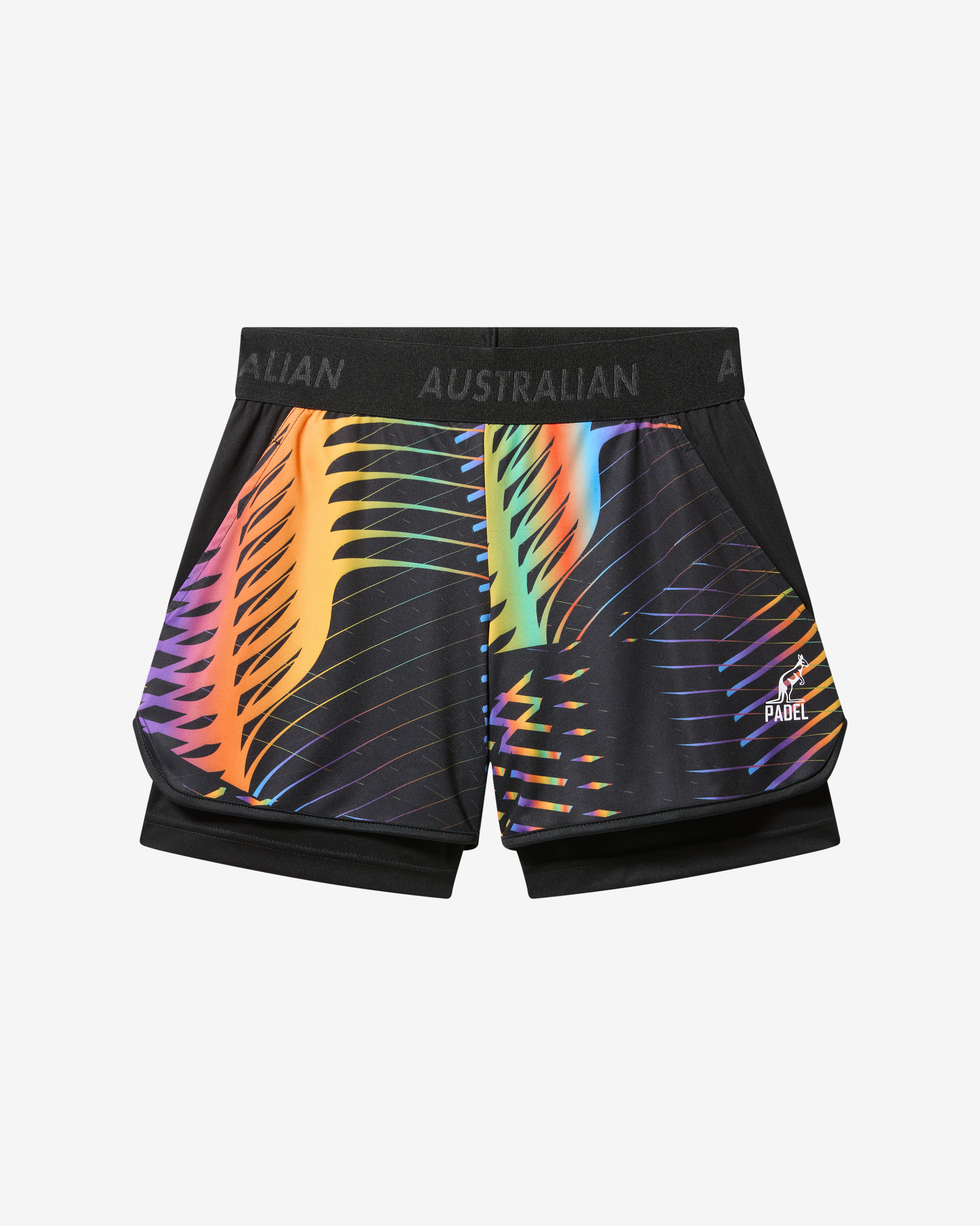 australian-chaos-short-nero-short-padel-ace-stampa-sublimatica-con-sottopantalon image 5