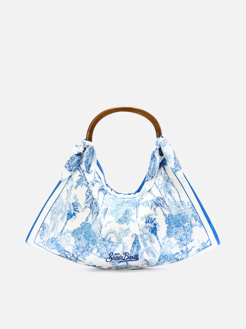 mc2-saint-barth-borsa-foulard-in-seta-bianco-e-blu-con-fantasia-toile-de-jouy-e- image 1