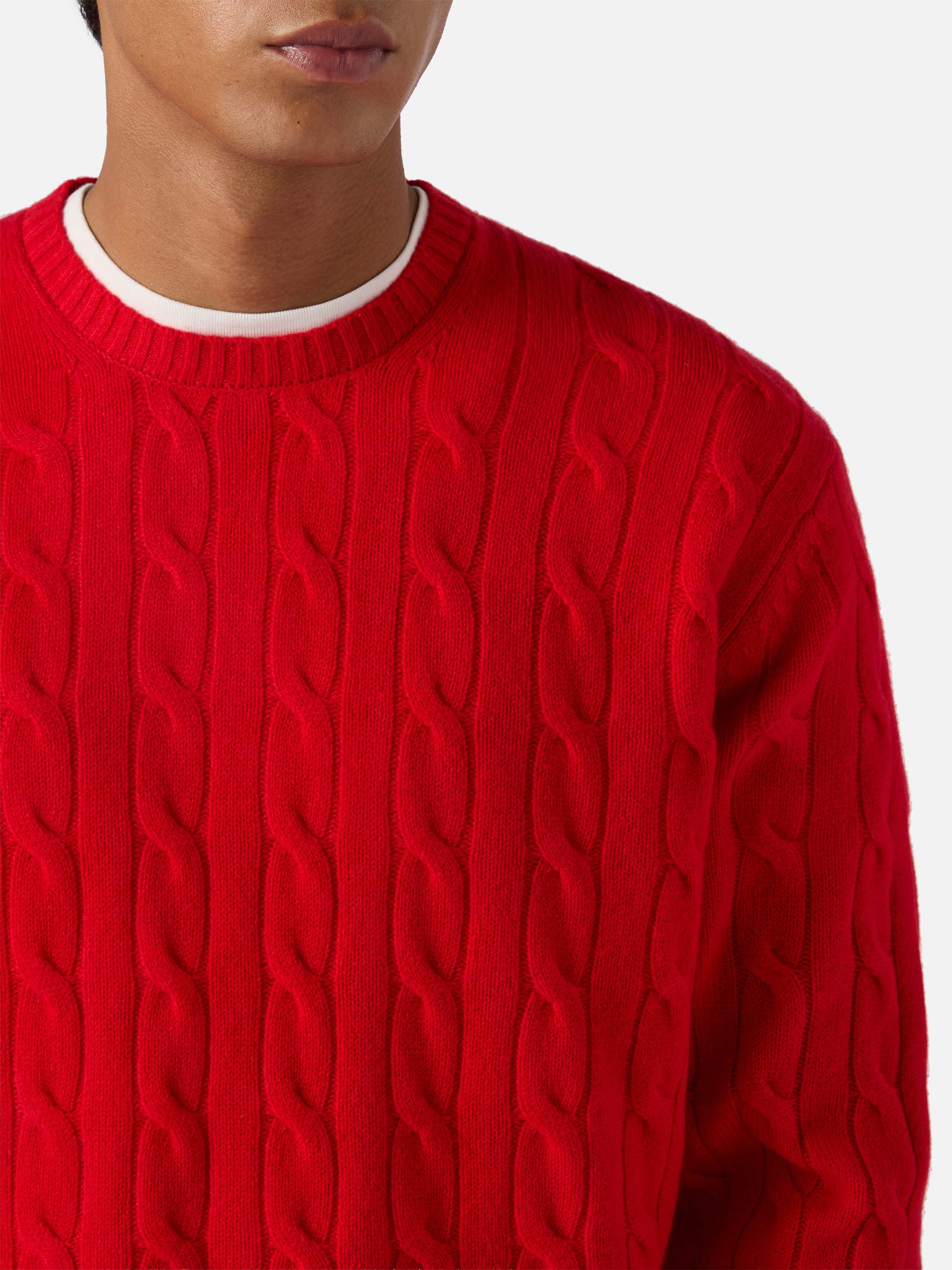 mc2-saint-barth-regent-maglione-uomo-a-trecce-in-lana-rossa image 2