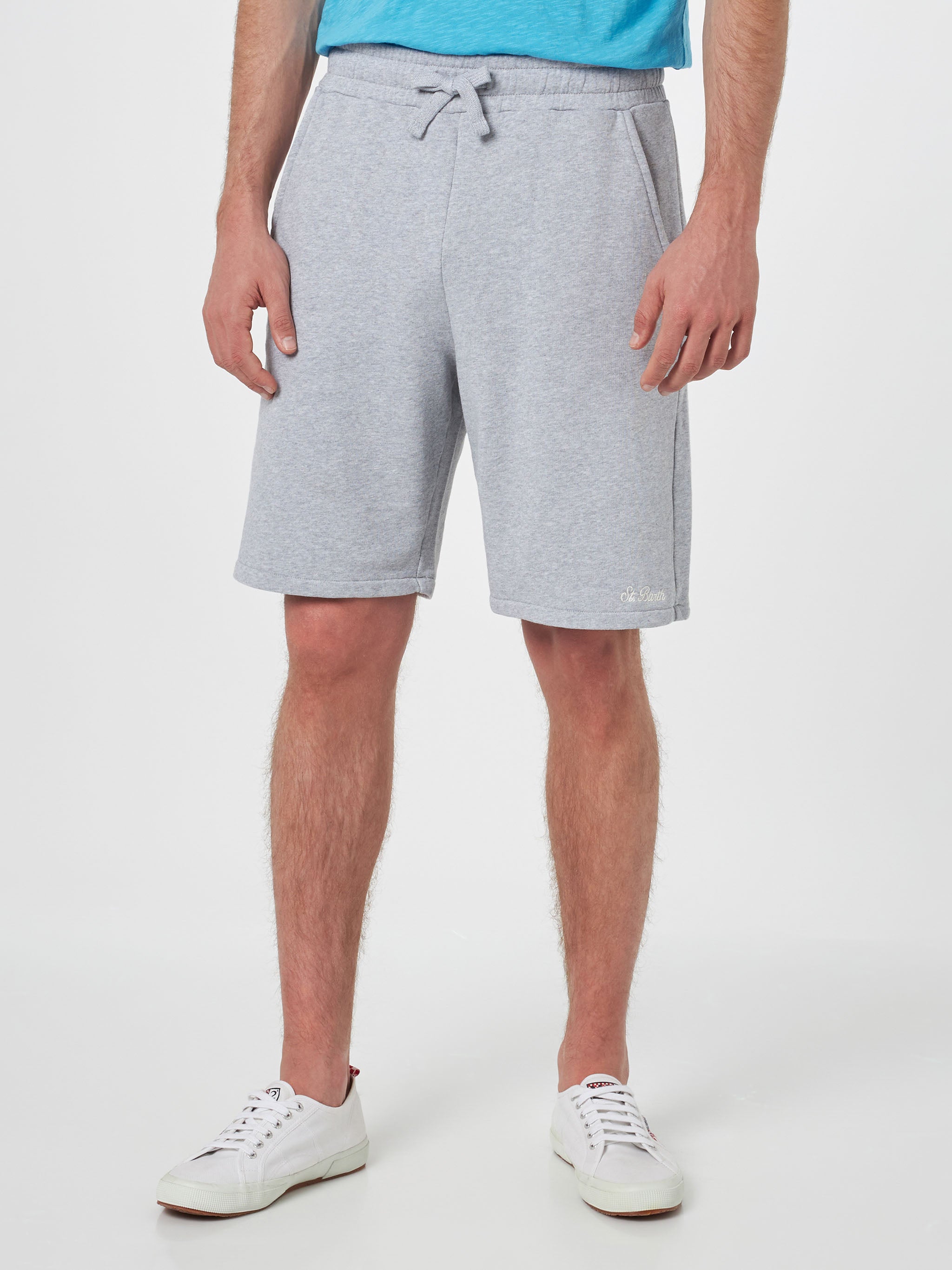mc2-saint-barth-randle-bermuda-uomo-in-cotone-felpa-grigio-m-lange-tinta-unita image 1
