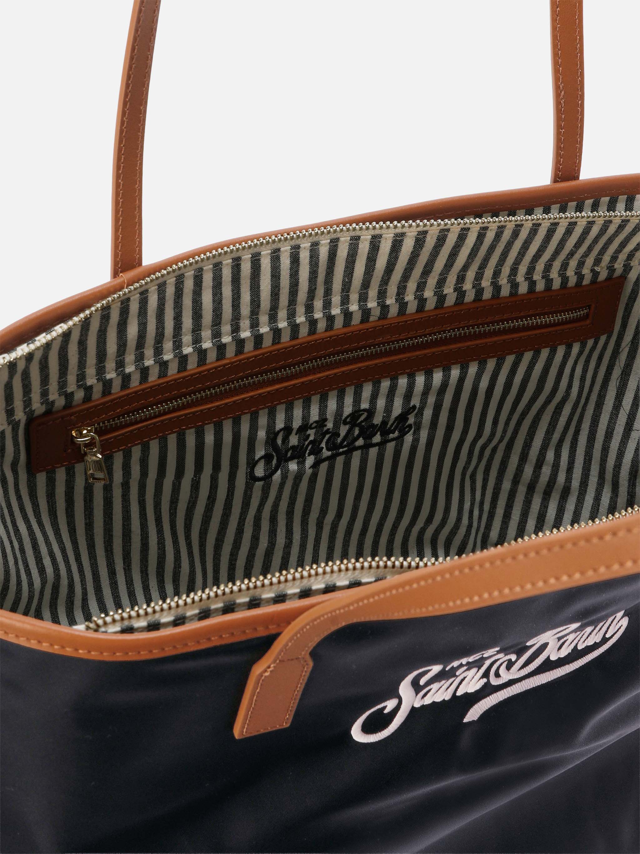 mc2-saint-barth-city-regular-borsa-shopper-nylon-nera-con-logo-ricamato image 5