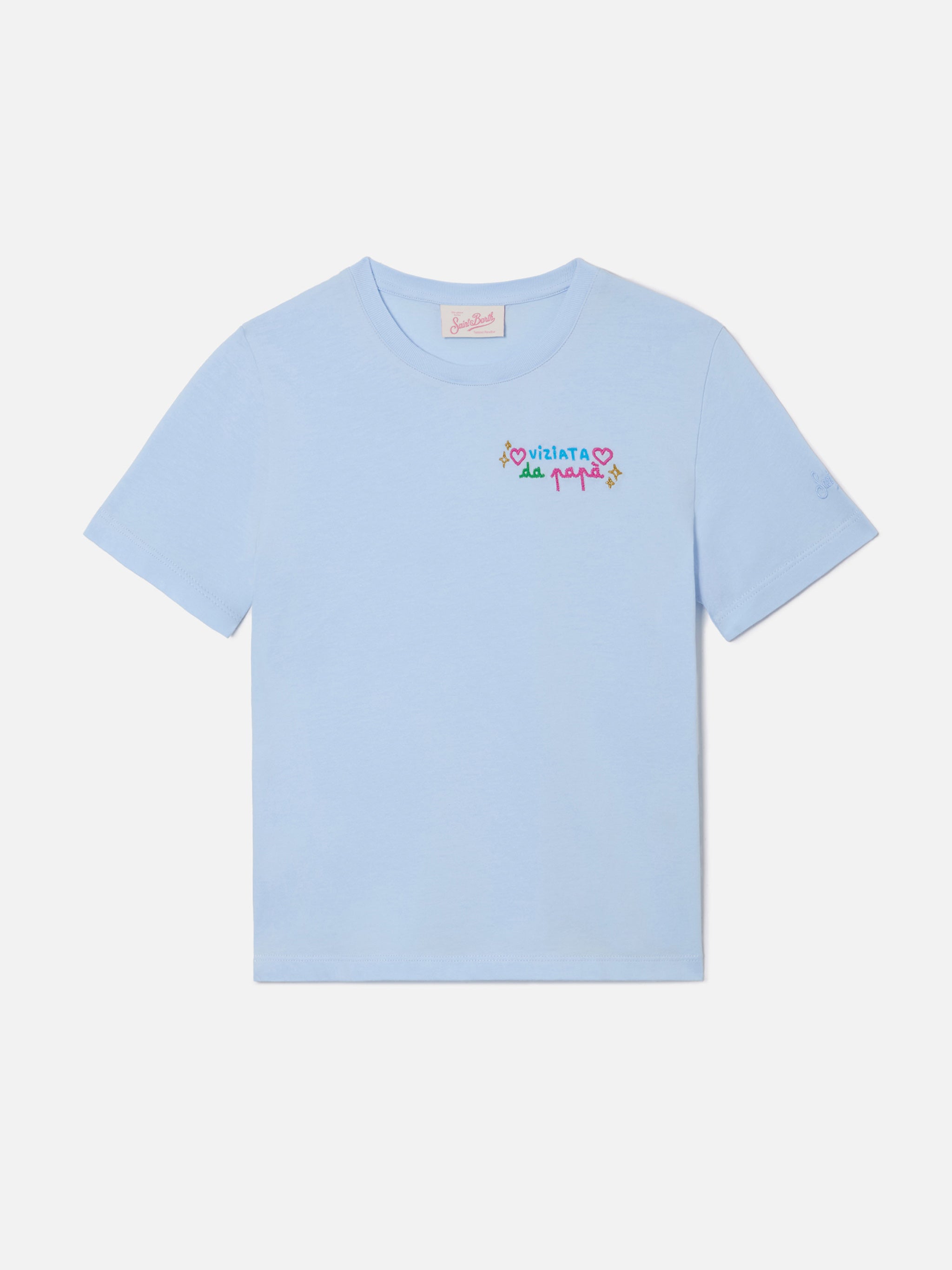 mc2-saint-barth-elly-t-shirt-bambina-cotone-azzurra-ricamo-viziata-da-pap image 1