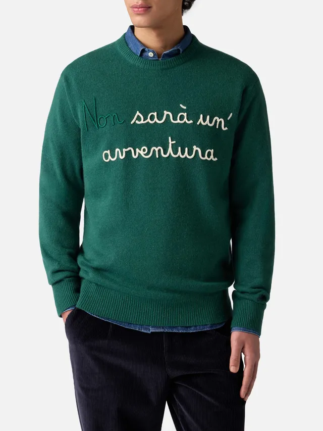 mc2-saint-barth-heron-her0001-maglione-girocollo-uomo-verde-con-ricamo image 1