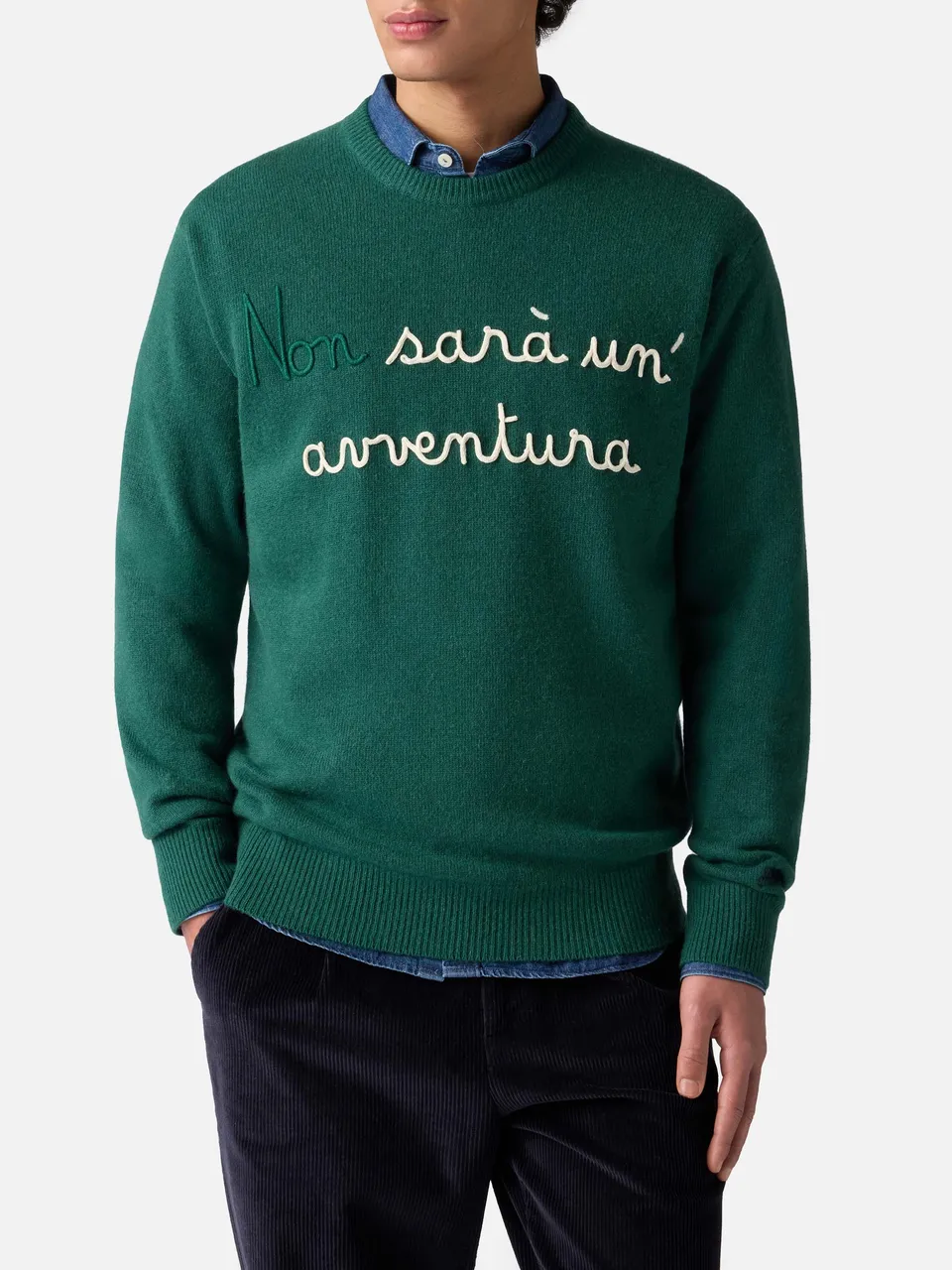 mc2-saint-barth-heron-her0001-maglione-girocollo-uomo-verde-con-ricamo image 1