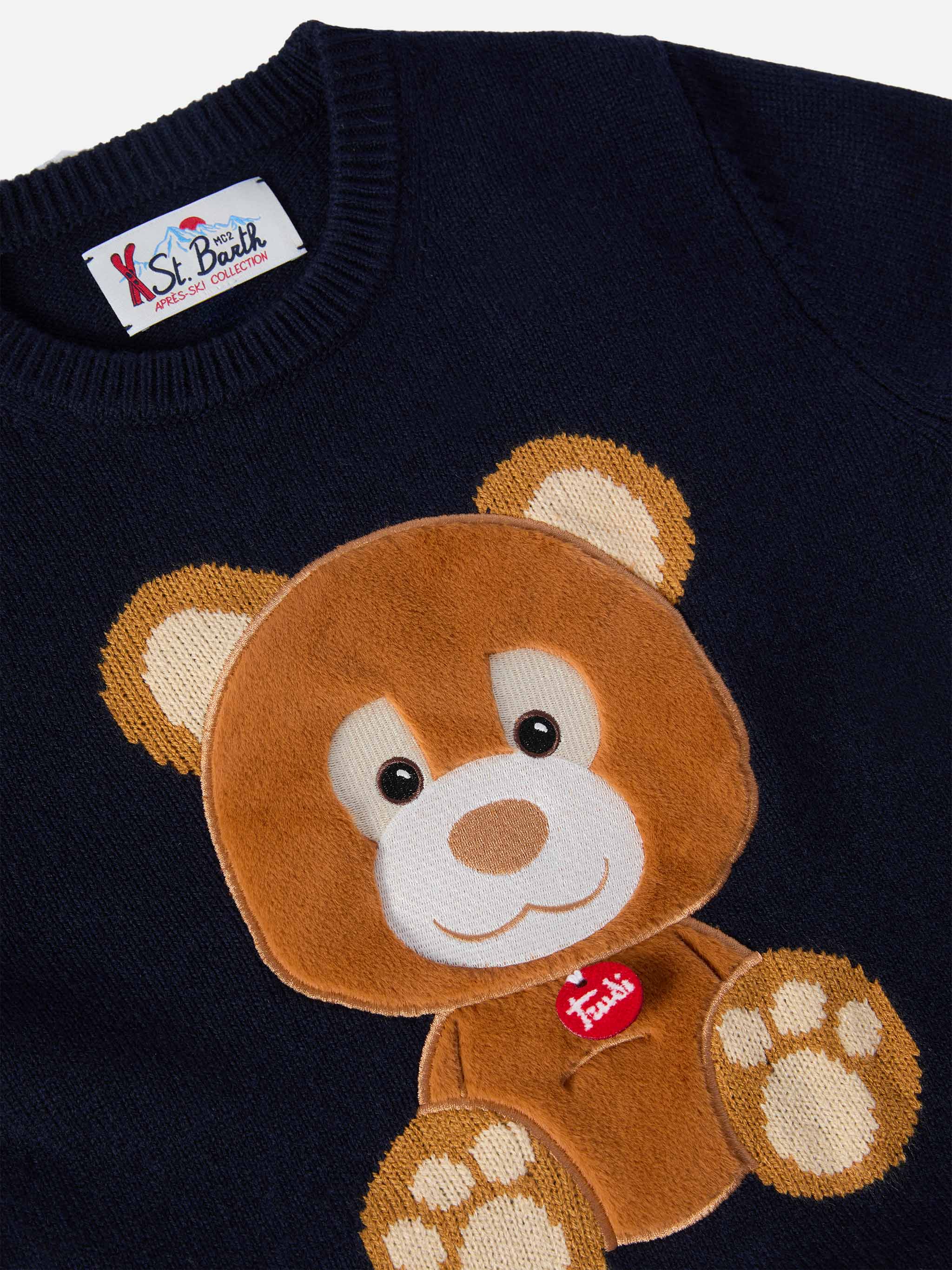 mc2-saint-barth-douglas-girocollo-bimbo-cashmere-blu-orso-trudi image 2