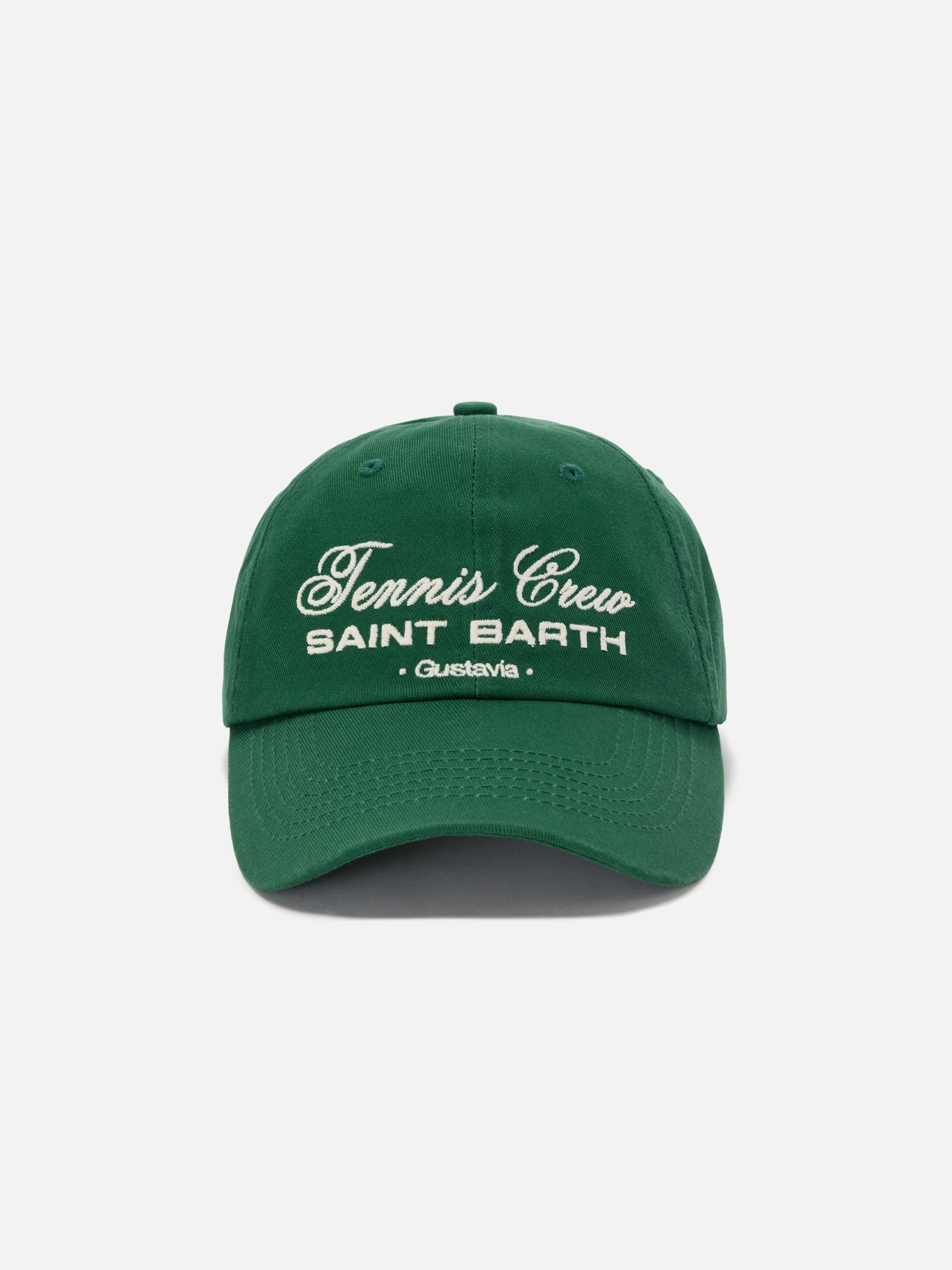 cappellino-baseball-mc2-saint-barth-con-visiera-in-cotone-verde-e-ricamo-tennis- image 1