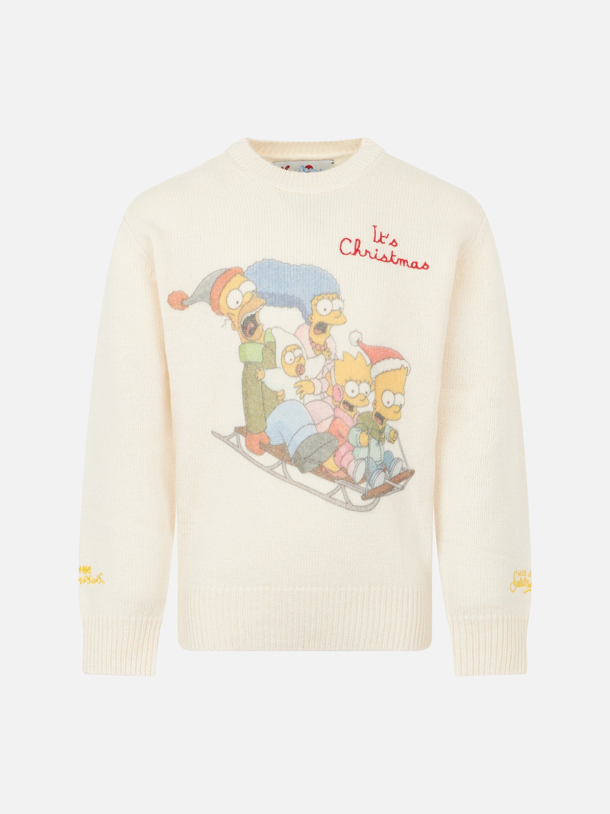 mc2-saint-barth-maglione-girocollo-bambino-bianco-stampa-jacquard-i-simpson image 1