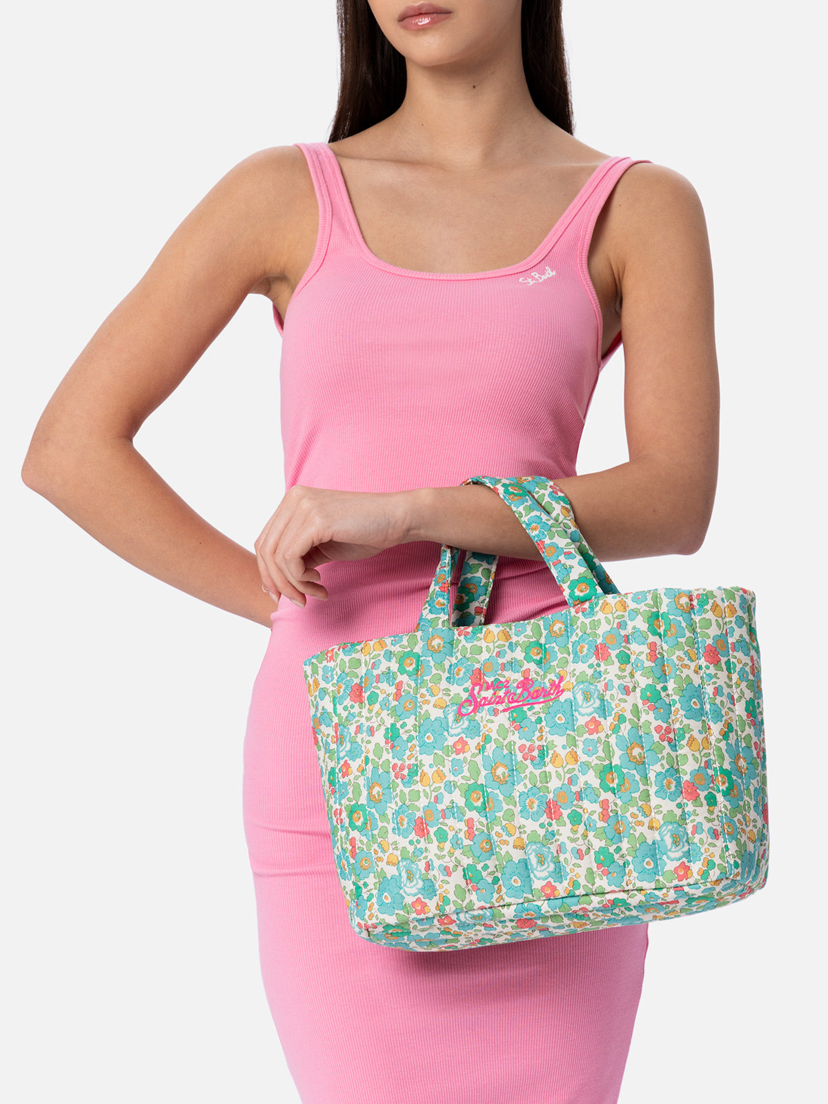 mc2-saint-barth-borsa-soft-tote-mid-trapuntata-betsy-con-stampa-liberty-verde image 2
