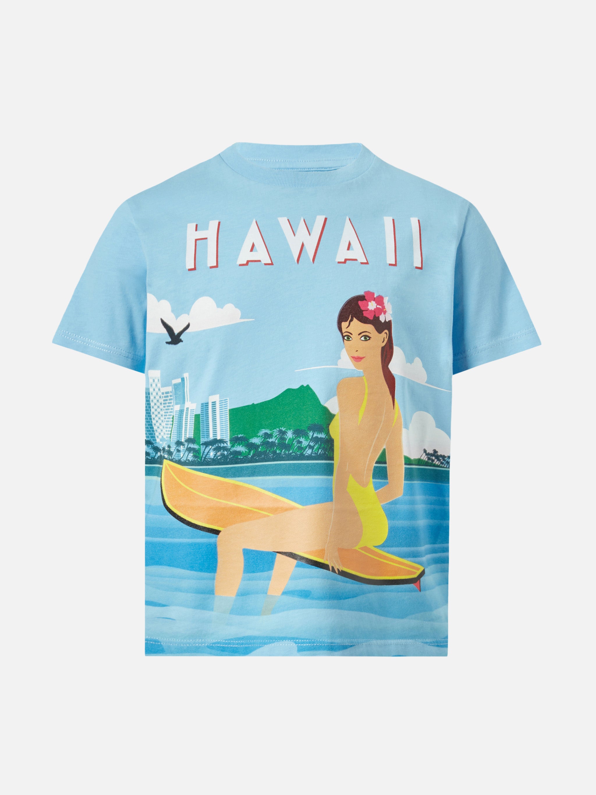 mc2-saint-barth-t-shirt-elly-bambina-verde-acqua-stampa-hawaii-cotone image 1