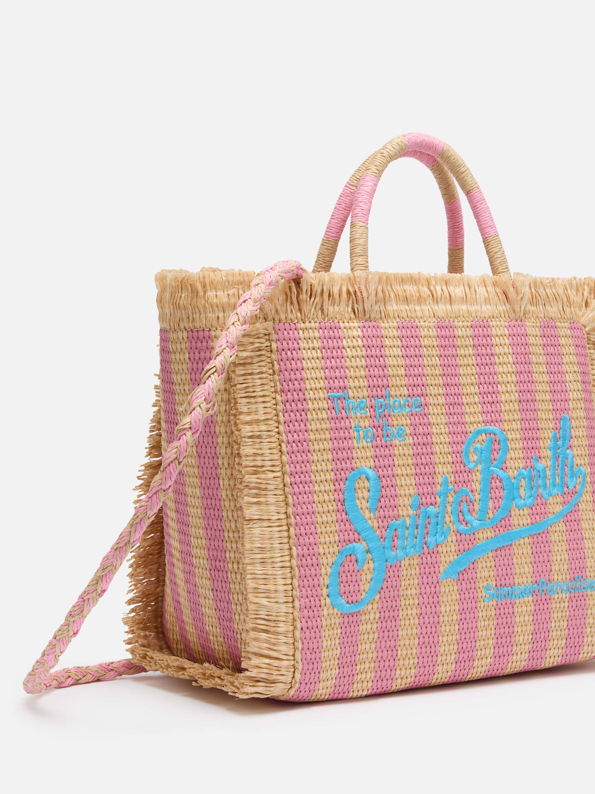 mc2-saint-barth-colette-borsa-effetto-paglia-beige-con-righe-rosa image 3