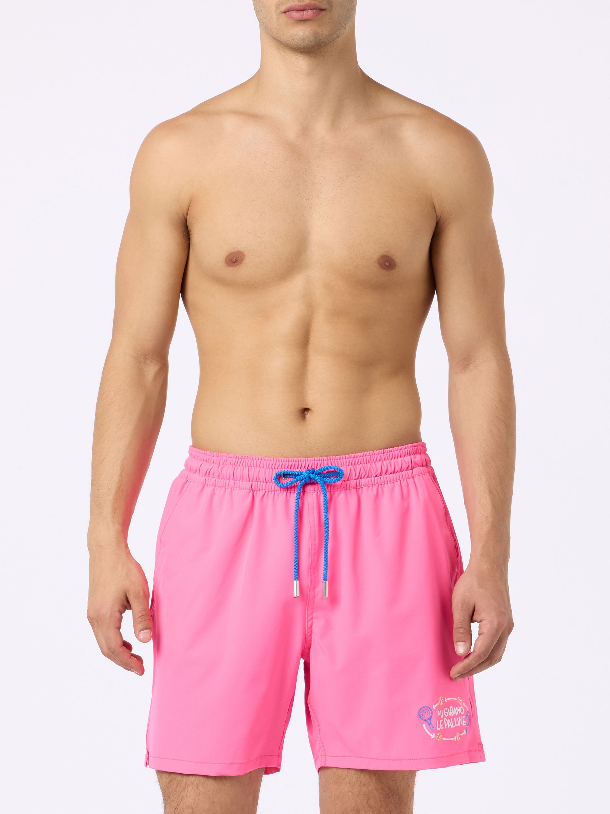 mc2-saint-barth-shorts-mare-comfort-rosa-fluo-con-ricamo-mi-girano-le-palline-sp image 3