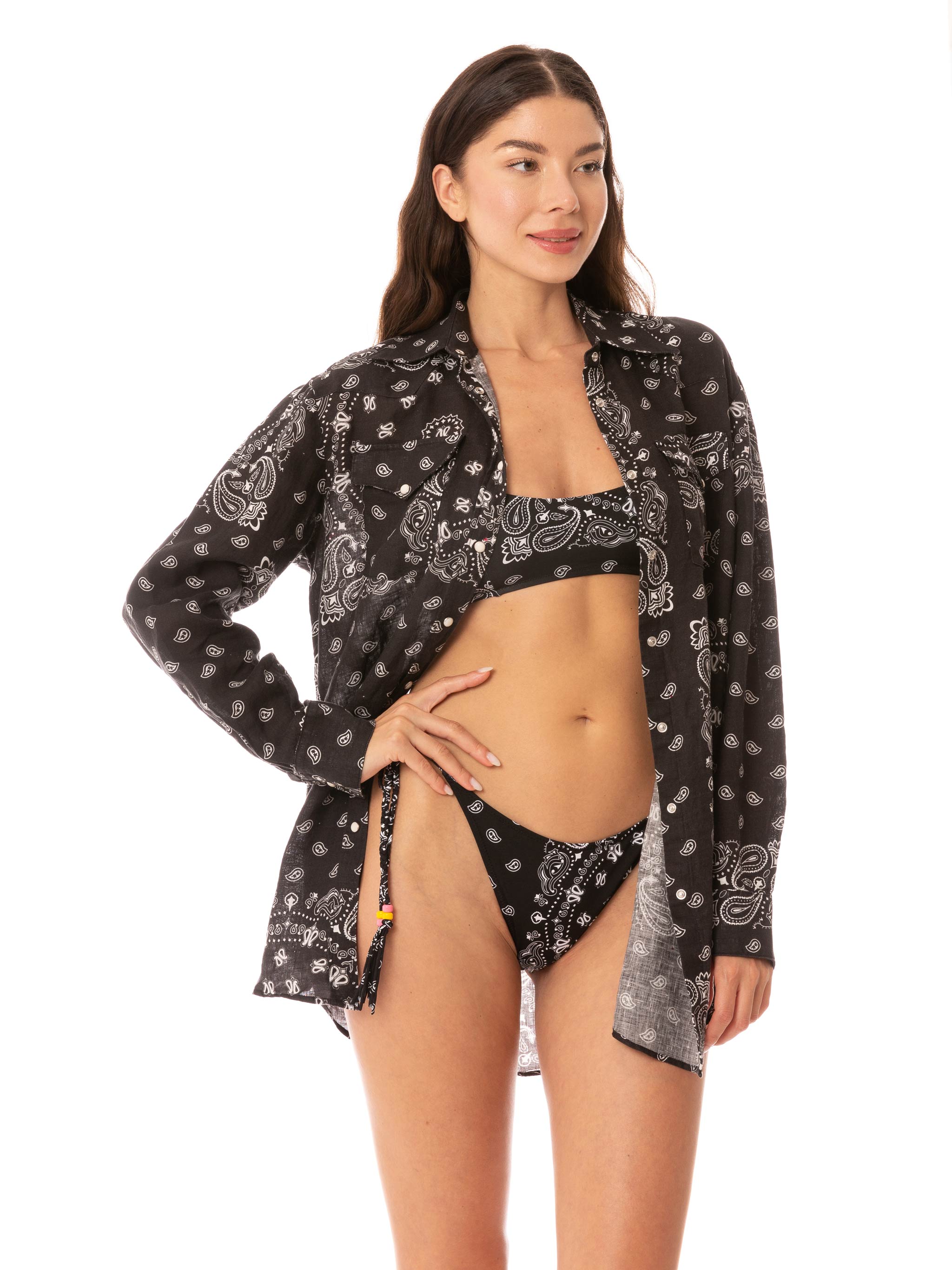 mc2-saint-barth-camicia-donna-alodie-tex-lino-nero-con-profili-bianchi image 3
