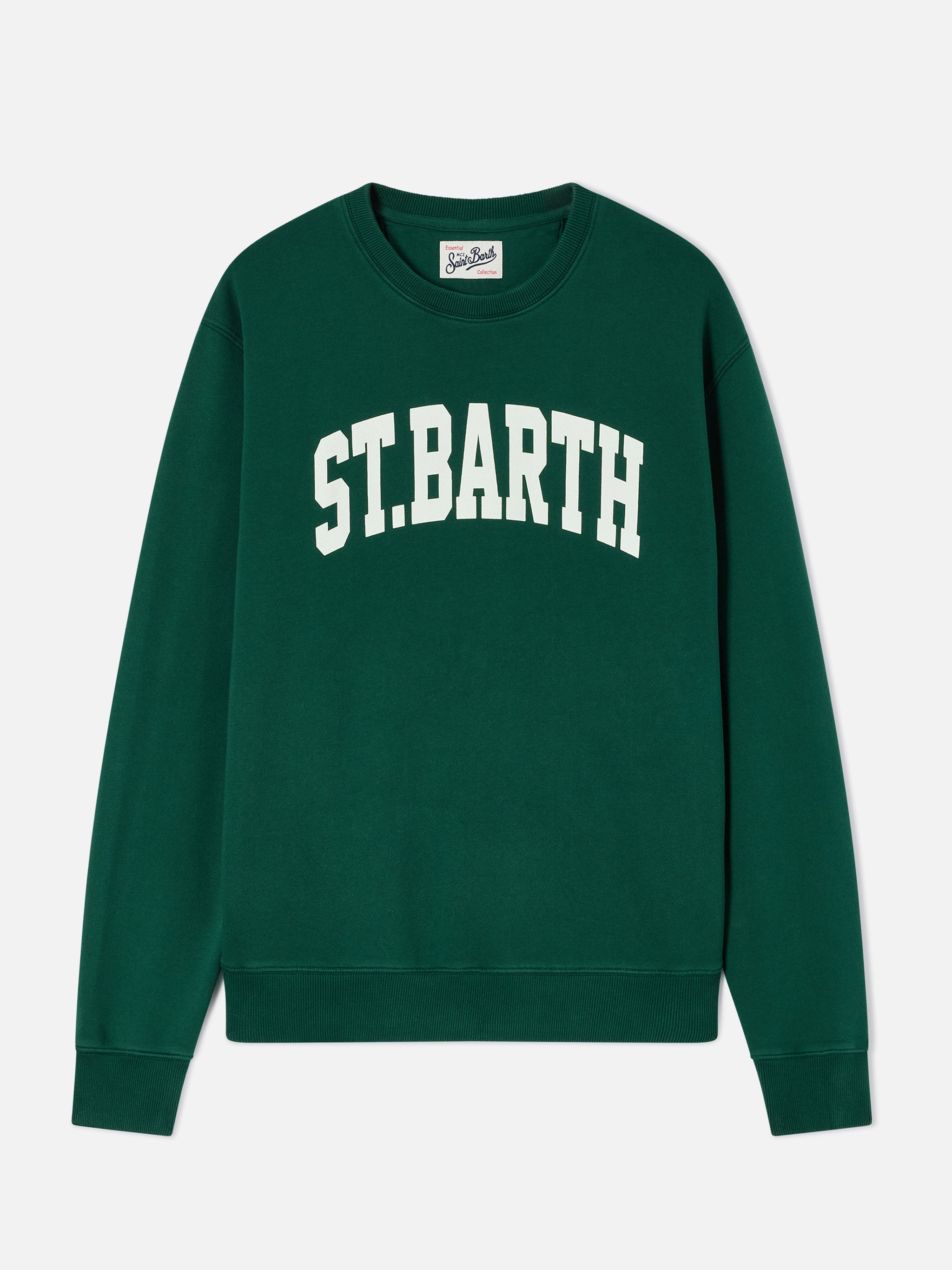 mc2-saint-barth-felpa-uomo-soho-cotone-verde-stampa-st-barth-college image 1
