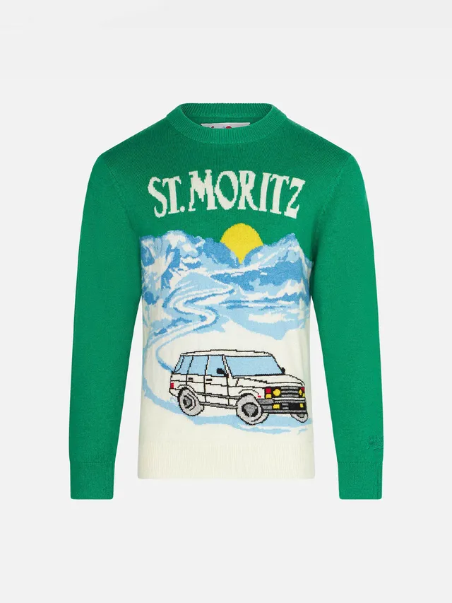 mc2-saint-barth-dou-maglione-bambino-verde-jacquard-st-moritz image 1
