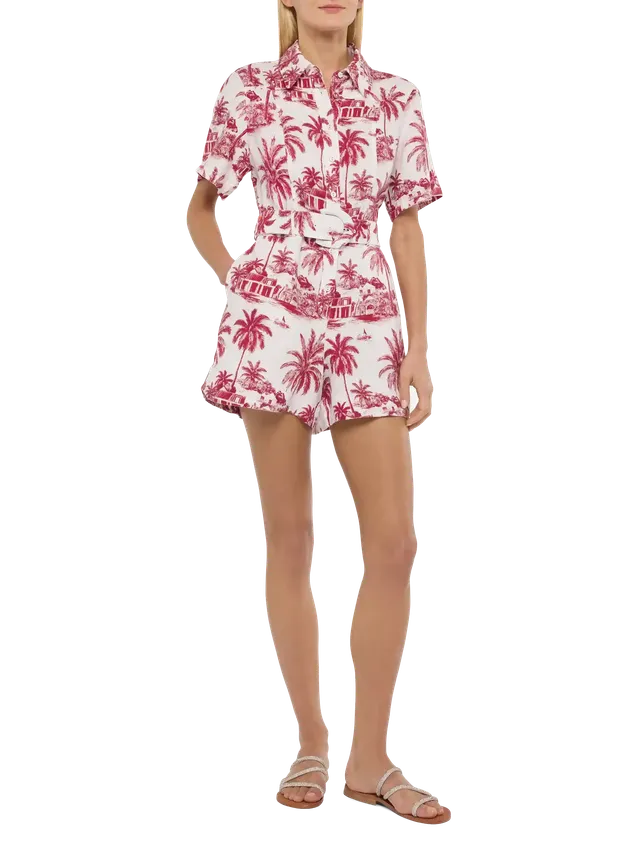 mc2-saint-barth-carola-playsuit-donna-lino-bianco-toile-de-jouy-con-cintura image 1