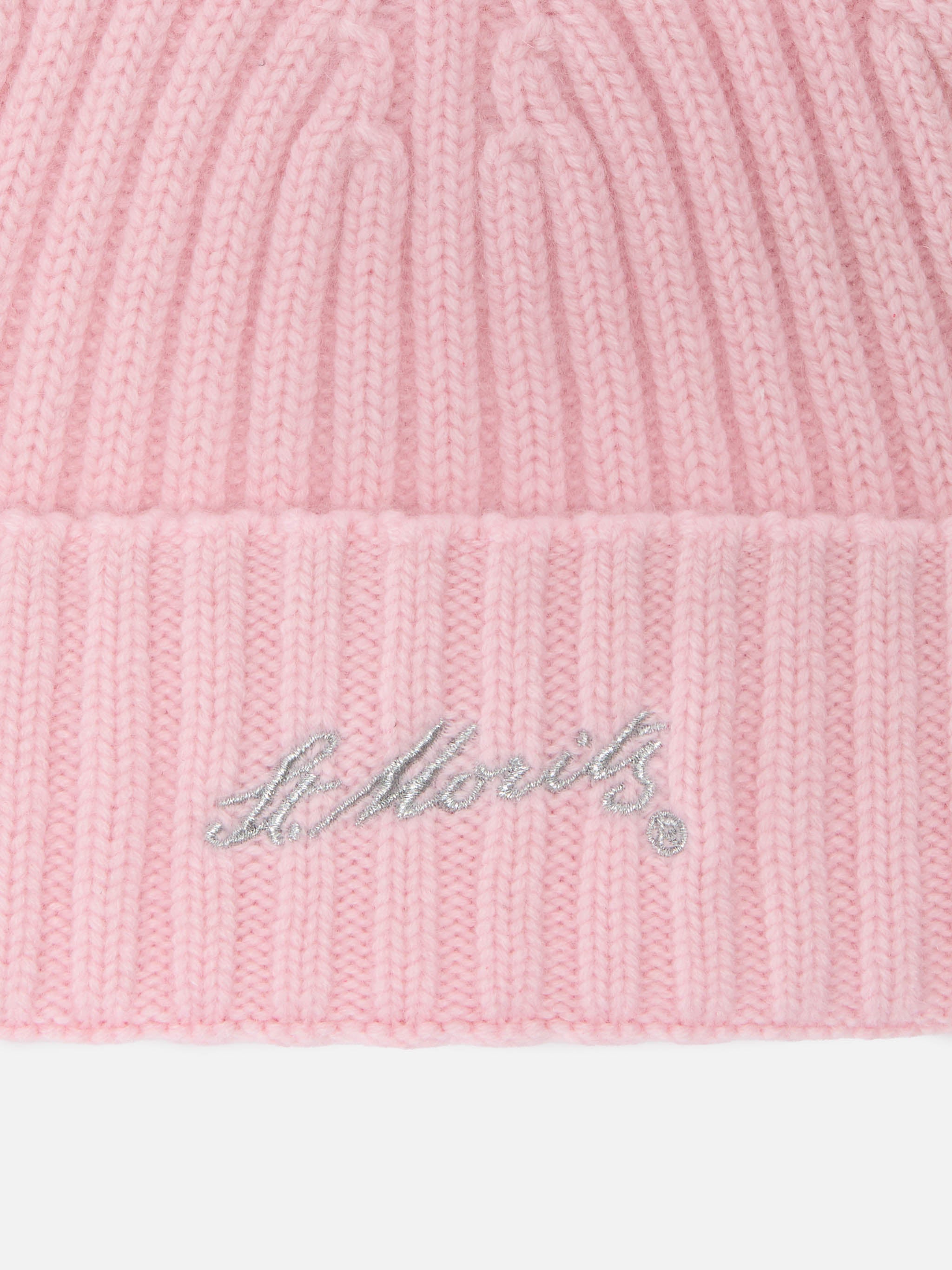 mc2-saint-barth-wengen-berretto-cashmere-rosa-ricamo-st-moritz image 2