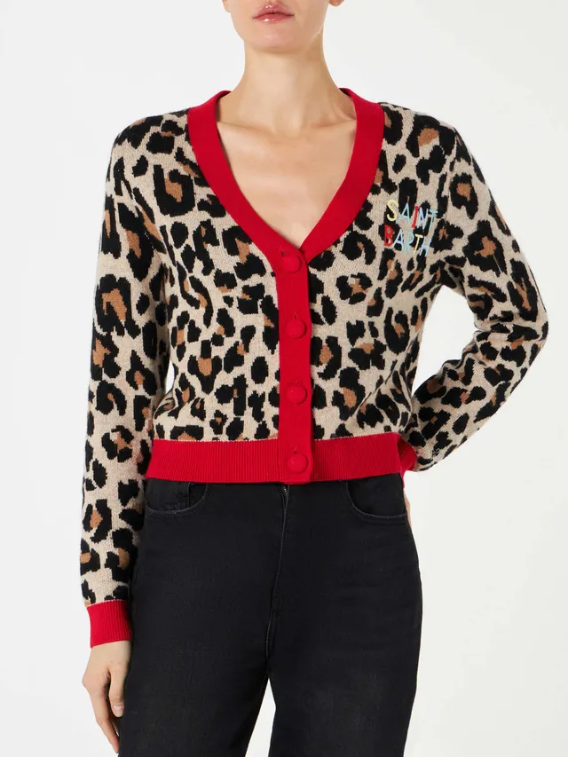mc2-saint-barth-cardigan-corto-donna-animalier-marrone-con-ricamo-saint-barth image 1
