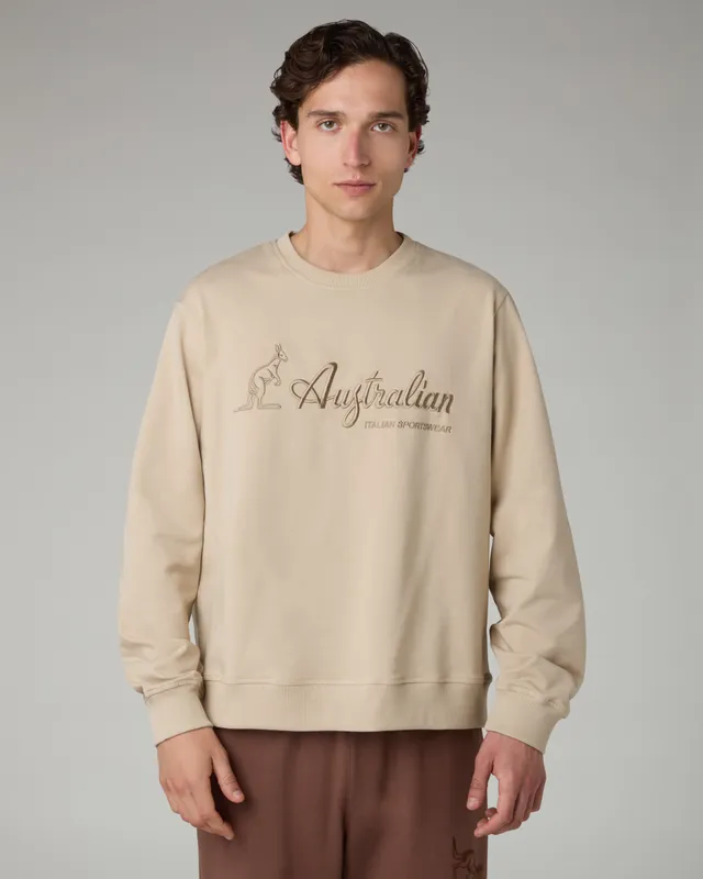 australian-statement-logo-crewneck-felpa-girocollo-sabbia image 1