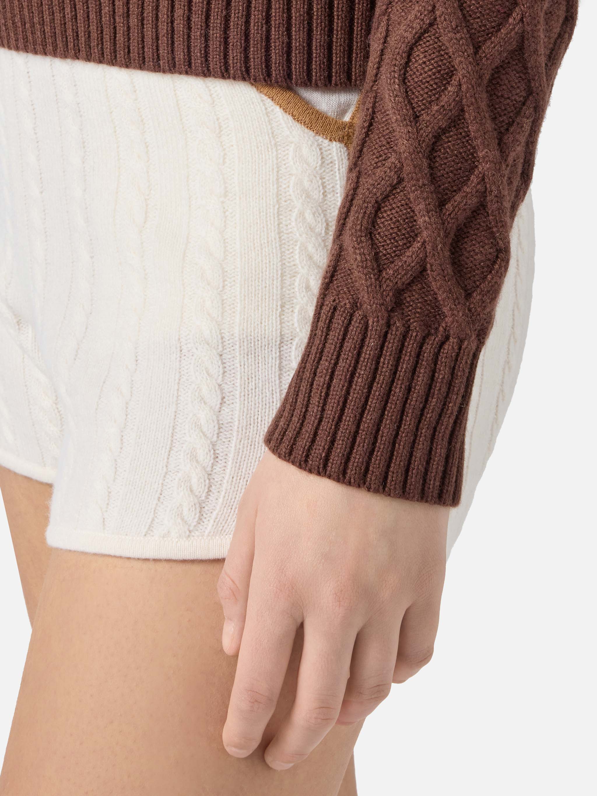 maglione-anton-mc2-saint-barth-intrecciato-marrone-con-collo-a-mezza-dolcevita image 4