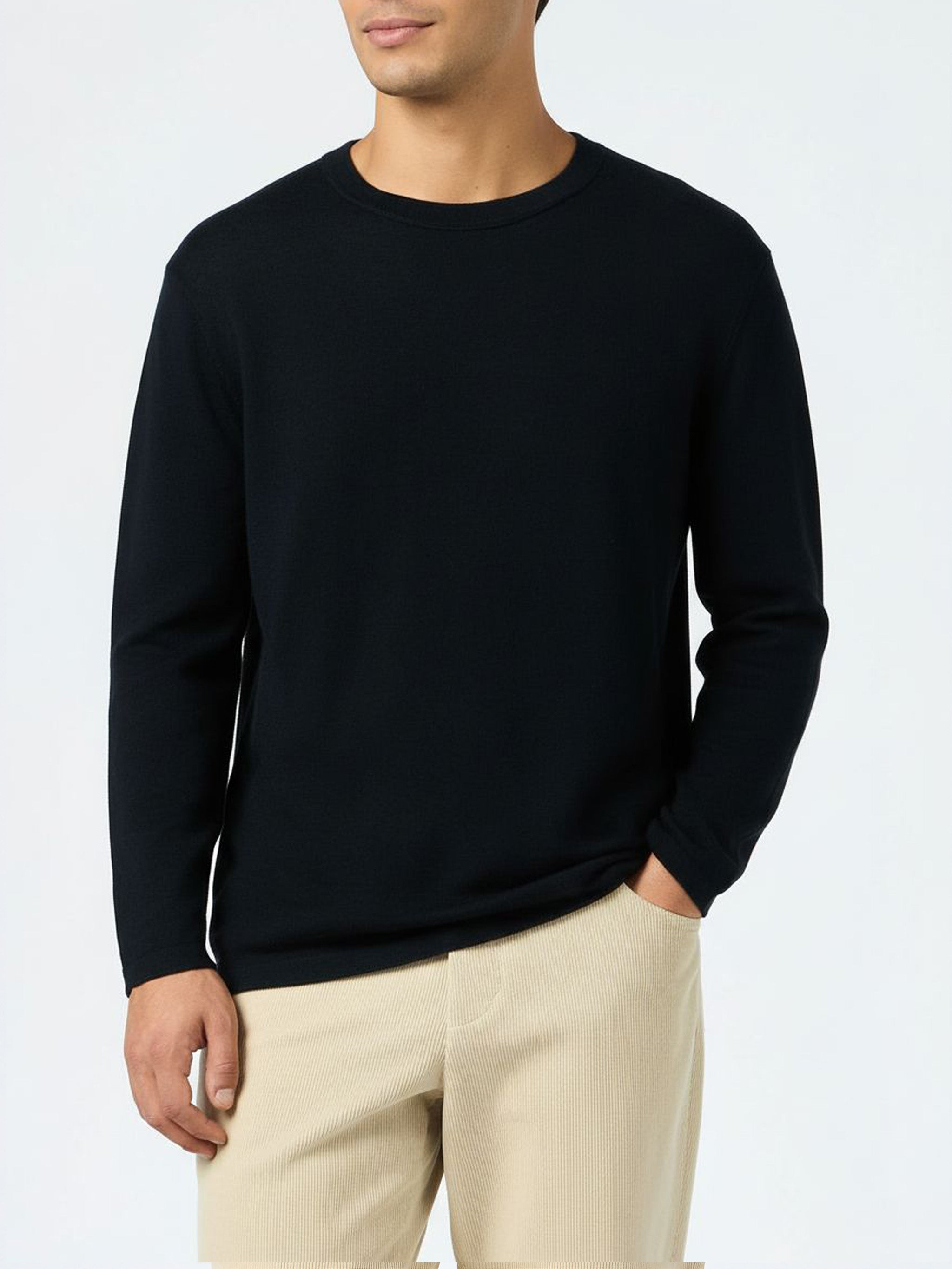 mc2-saint-barth-scott-t-shirt-uomo-blu-navy-in-lana-merino-e-cashmere image 2