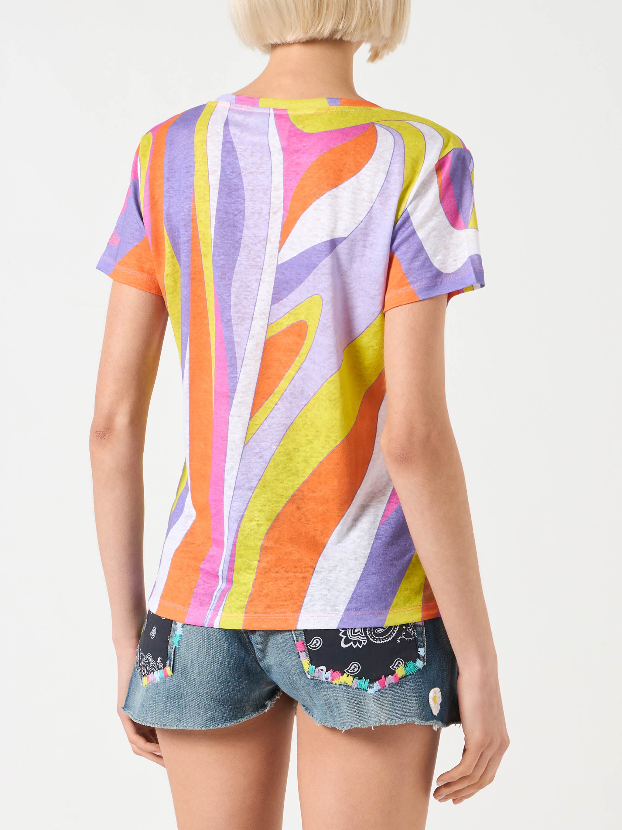 mc2-saint-barth-eloise-t-shirt-donna-in-lino-fantasia-onde-multicolor image 3