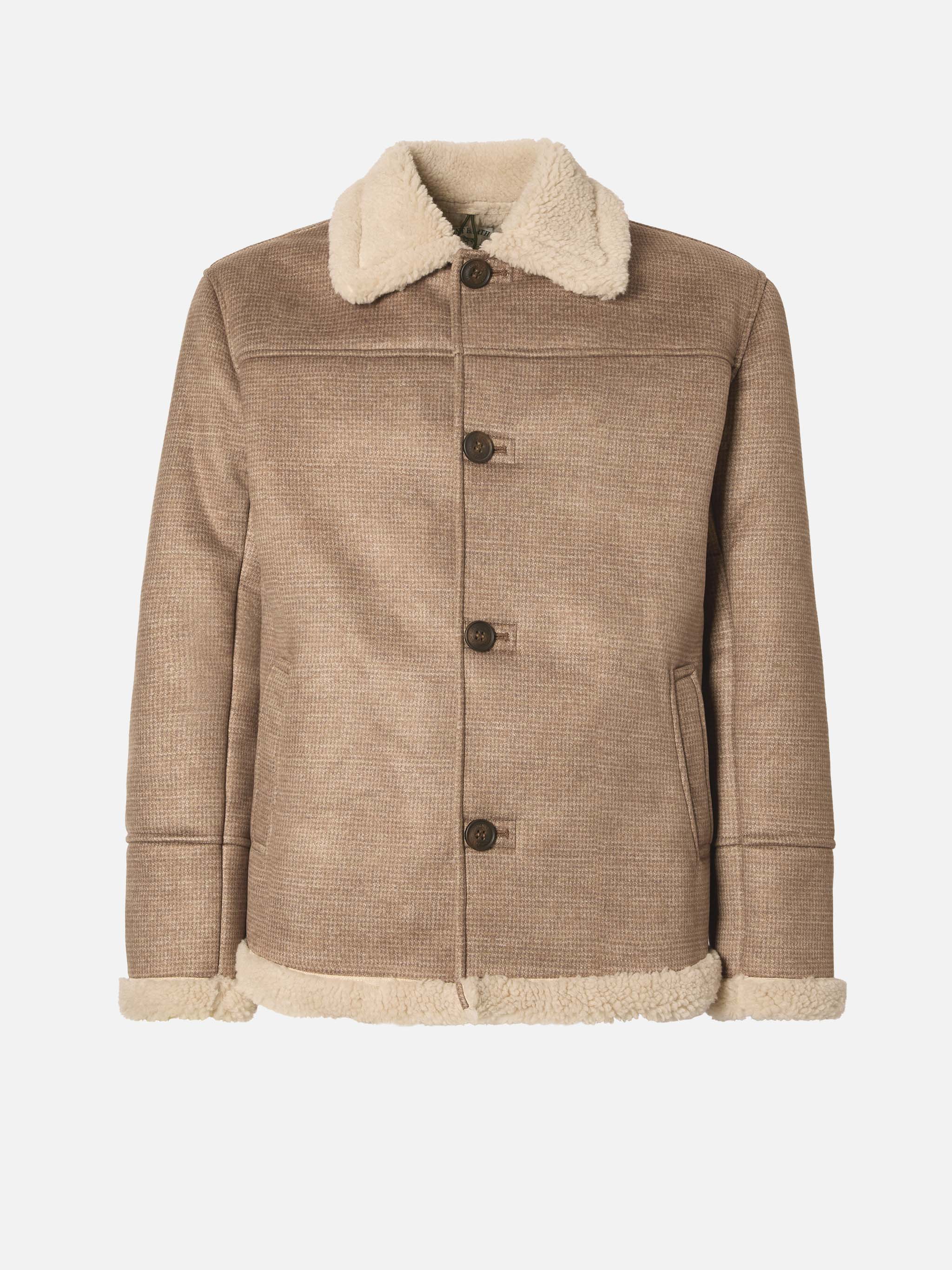 mc2-saint-barth-kells-giacca-bambina-pied-de-poule-marrone-con-eco-shearling image 6