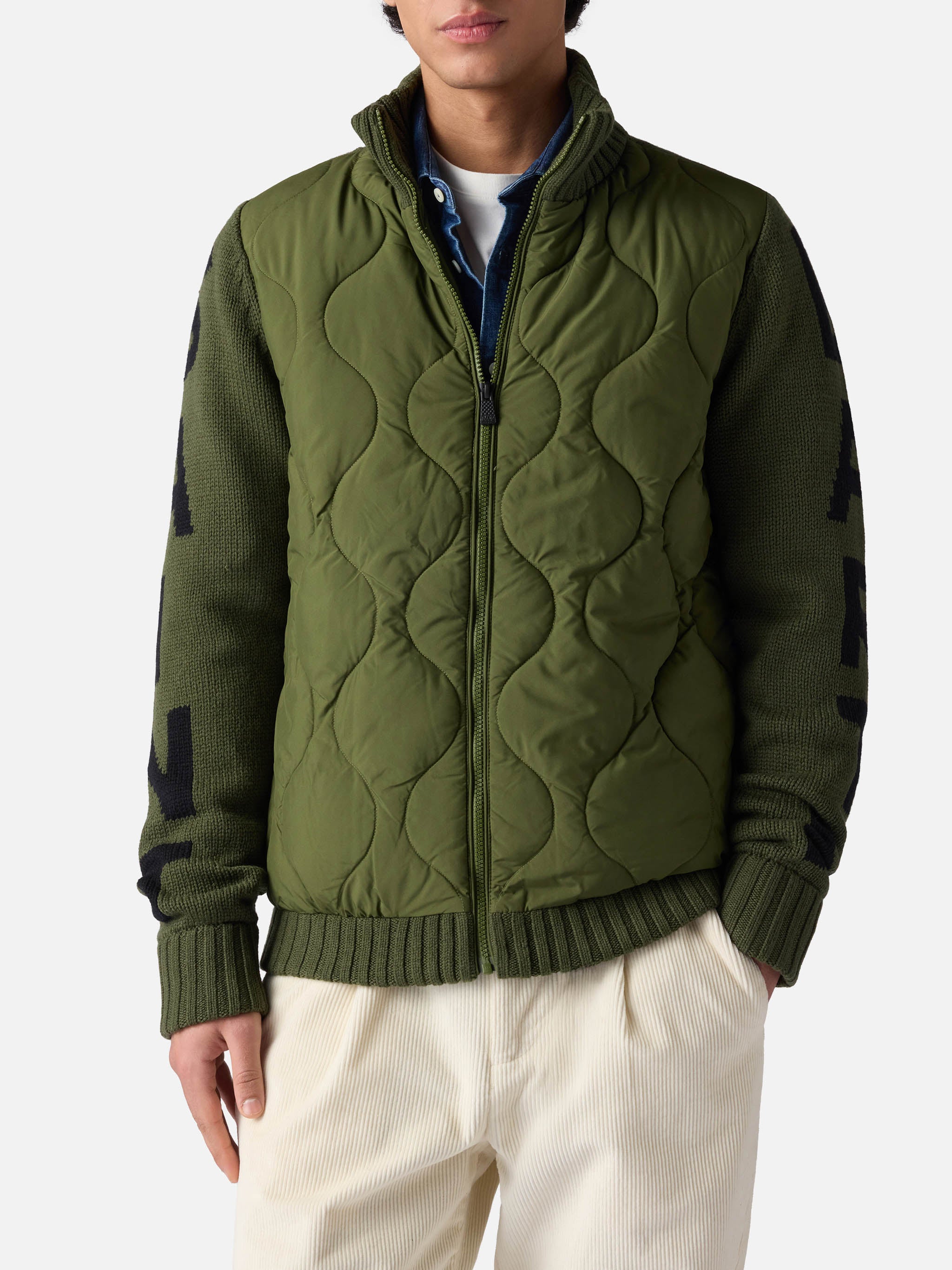mc2-saint-barth-giacca-uomo-whistler-verde-militare-eco-padded image 1