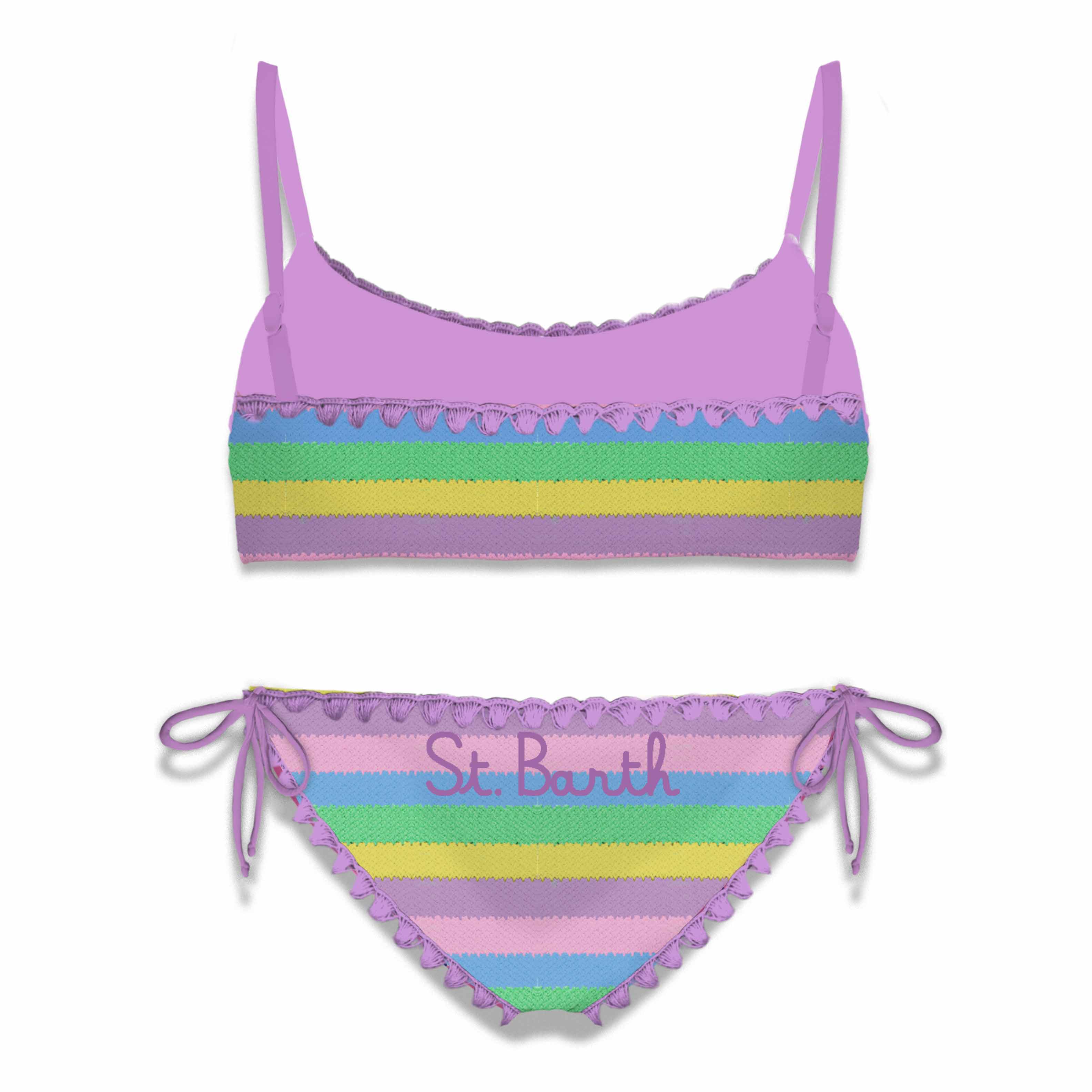 mc2-saint-barth-bikini-bralette-bambina-multicolore-a-righe-con-slip-laccetti image 2