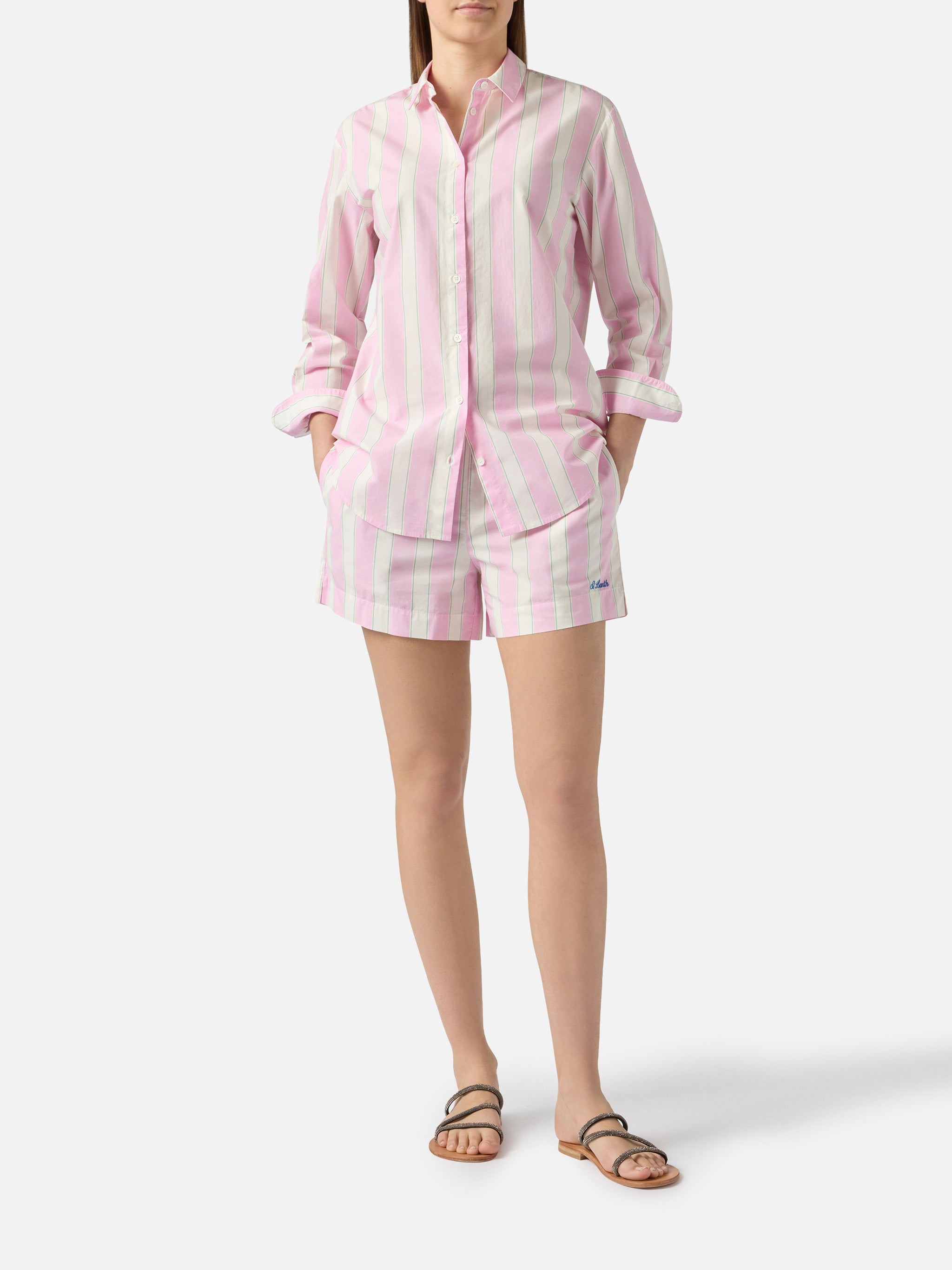 mc2-saint-barth-camicia-brigitte-brig001-donna-in-cotone-a-righe-rosa-con-ricamo image 5