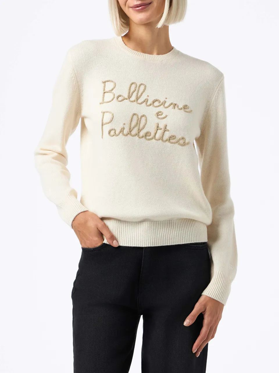 mc2-saint-barth-new-queen-maglione-girocollo-donna-beige-con-ricamo-paillettes-b image 1