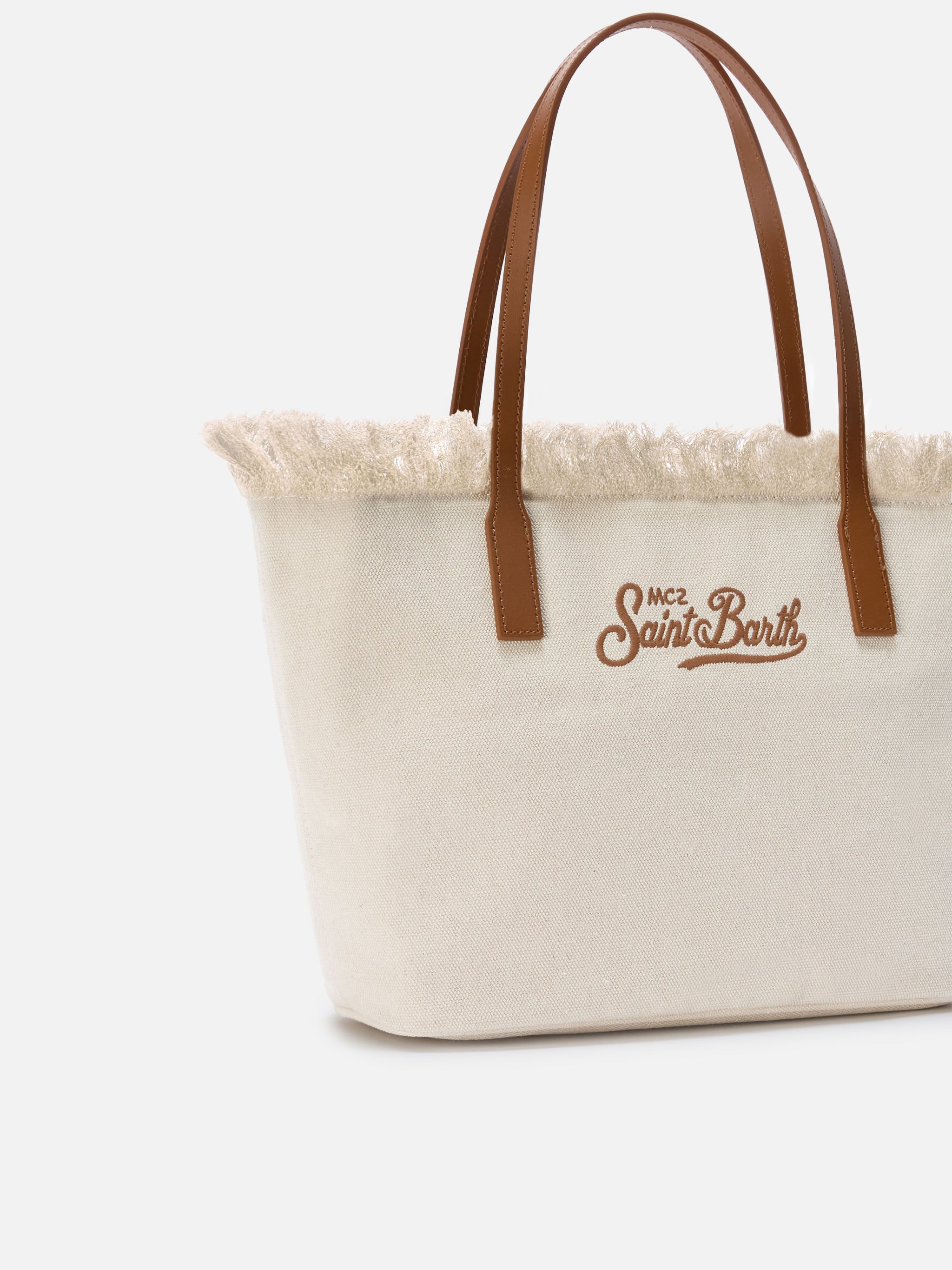 mc2-saint-barth-borsa-shopper-city-medium-bianca-canvas-con-frange image 3