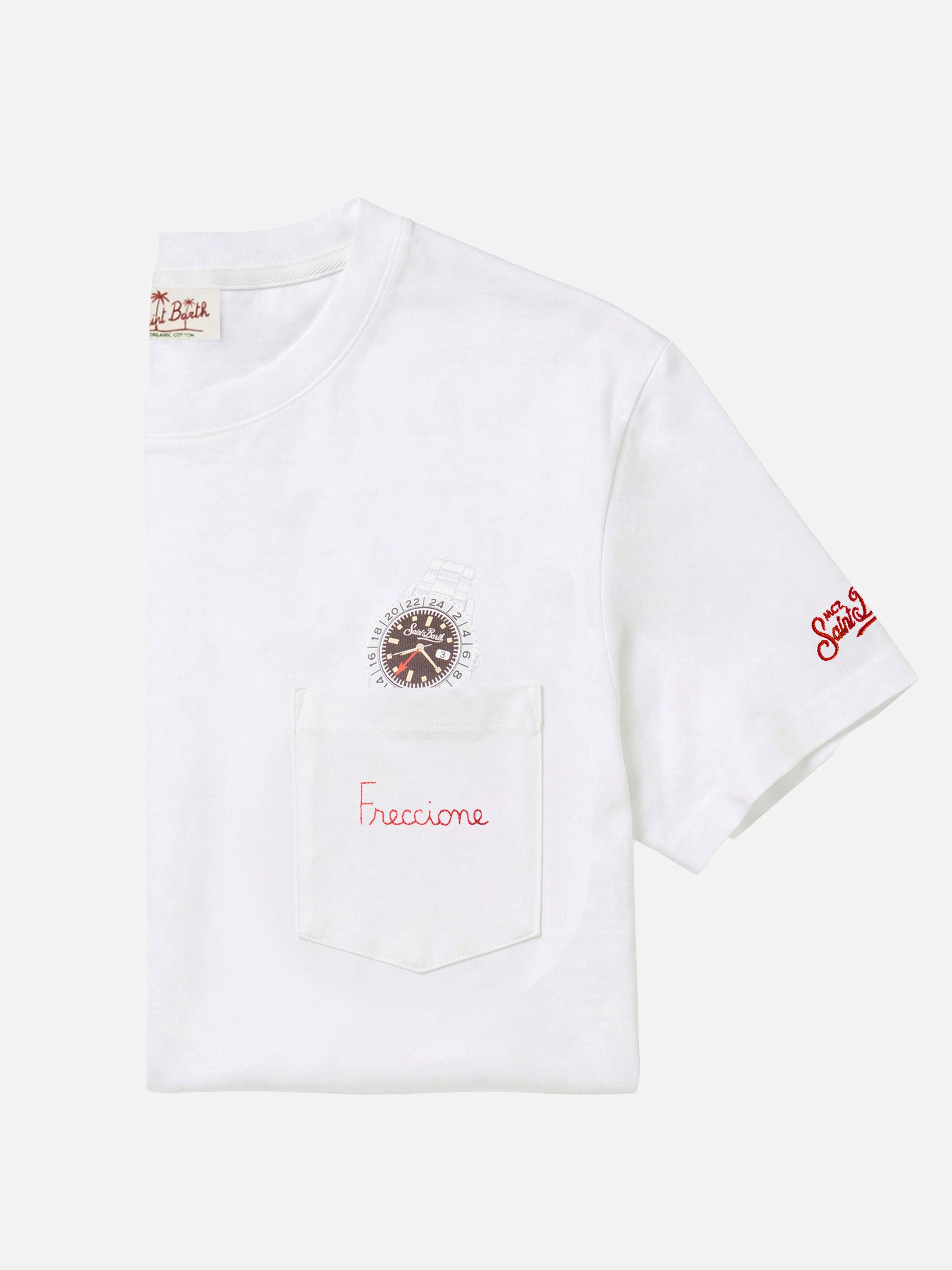 t-shirt-mc2-saint-barth-austin-bianca-con-taschino-ricamo-freccione-e-orologio-i image 1
