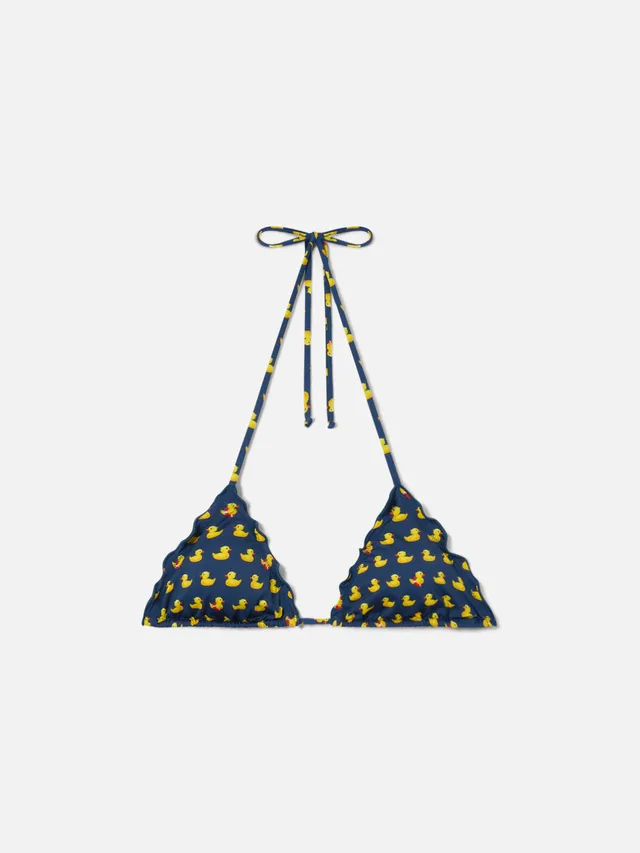 mc2-saint-barth-top-bikini-donna-sagittarius-triangolo-blu-stampa-paperelle image 1