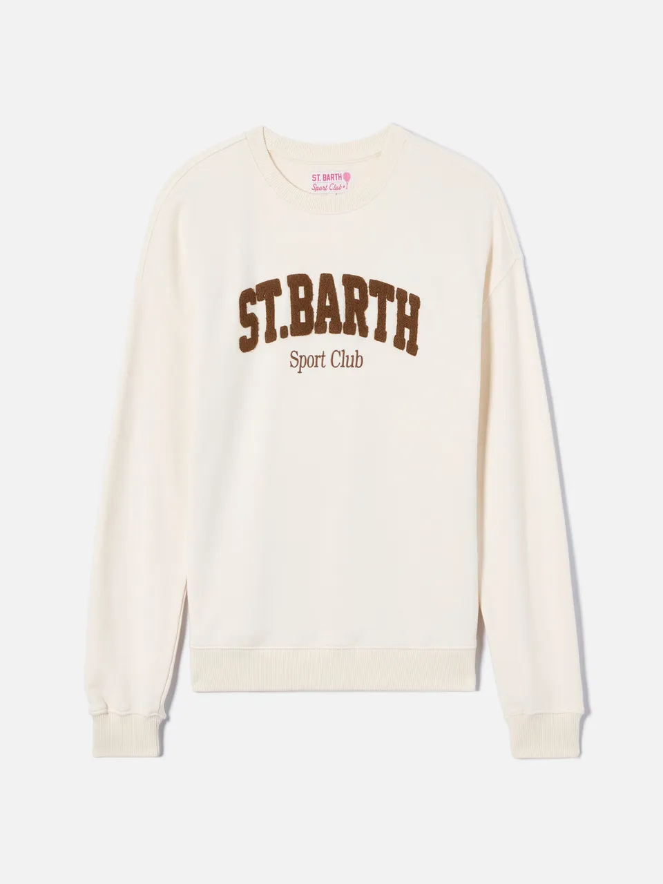 mc2-saint-barth-felpa-donna-stardust-crema-con-logo-effetto-spugna-e-ricamo-spor image 1
