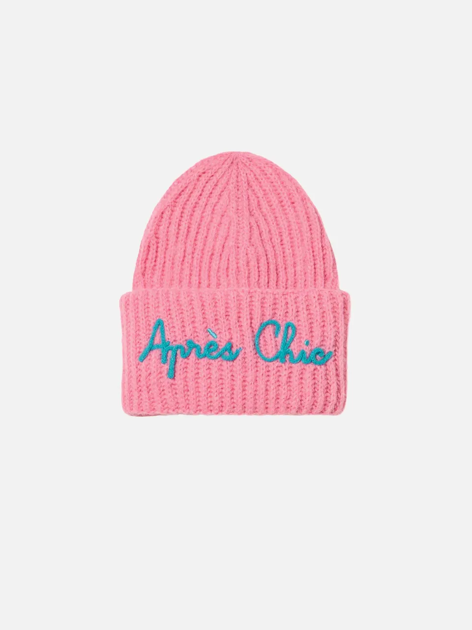 mc2-saint-barth-berretto-bambina-in-maglia-garzata-rosa-con-ricamo-apres-chic image 1