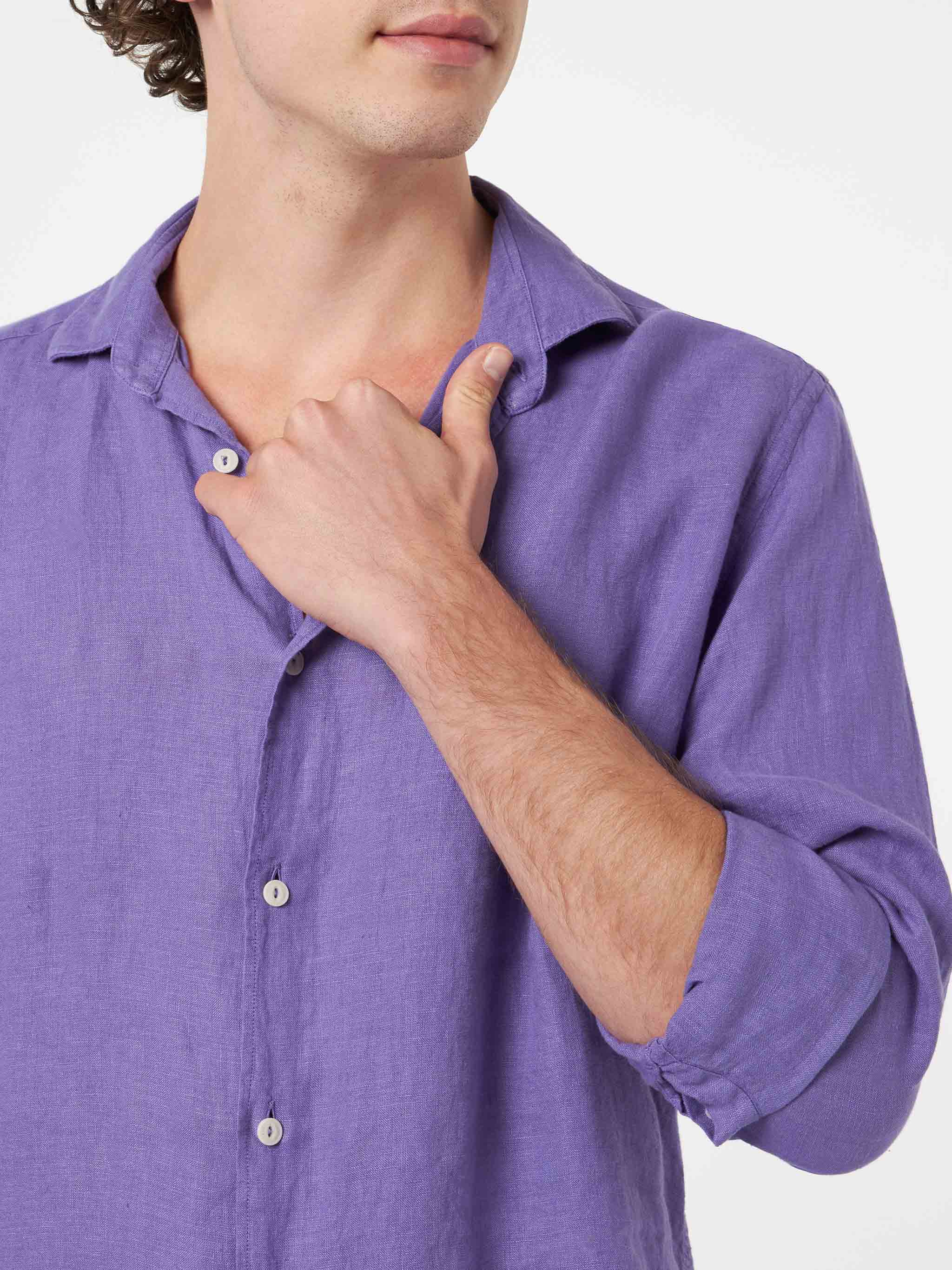 mc2-saint-barth-camicia-uomo-pamplona-in-lino-viola-vintage image 3