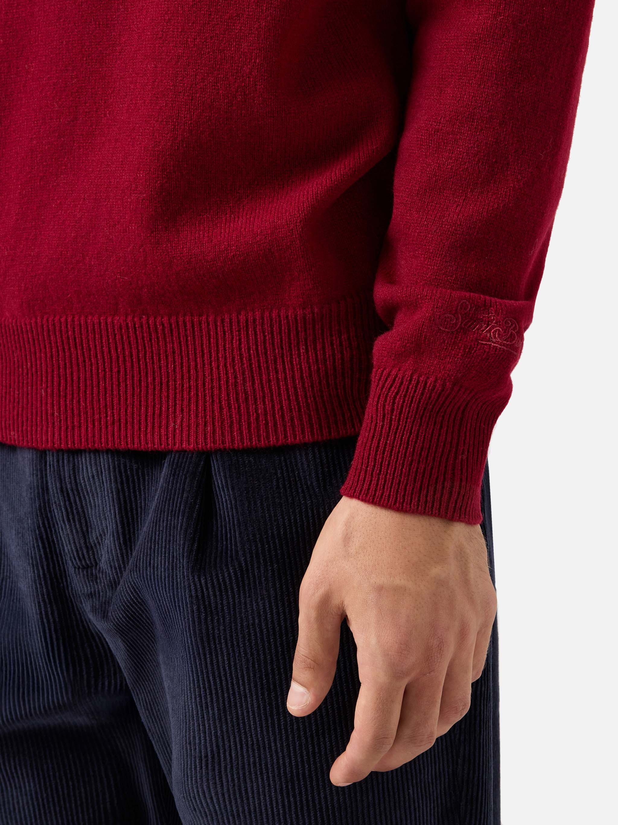 mc2-saint-barth-regent-maglione-girocollo-uomo-100-lambswool-bordeaux image 4