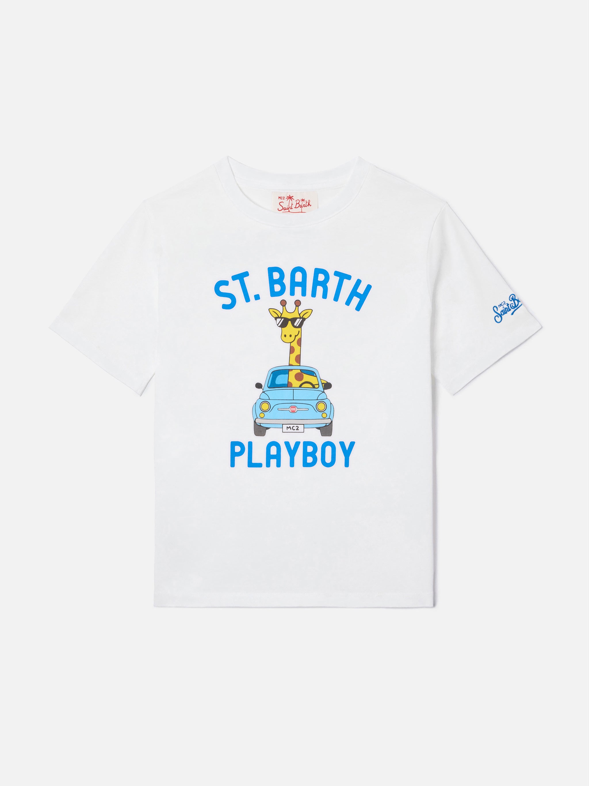 mc2-saint-barth-t-shirt-denver-jr-bambino-in-cotone-bianca-playboy-giraffa image 1