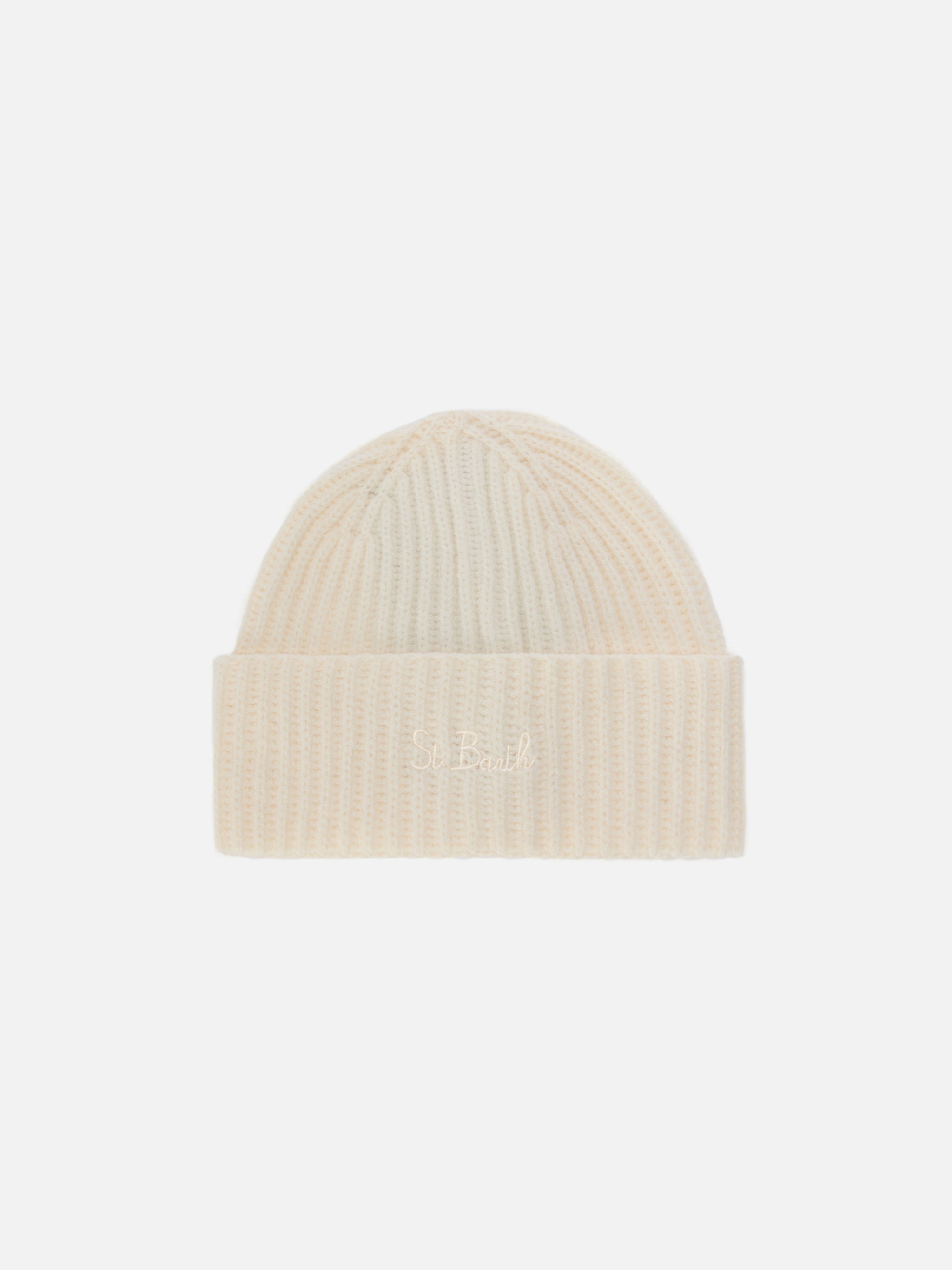 mc2-saint-barth-berretto-moss-jr-in-100-lana-bianco-con-ricamo-st-barth-cappello image 1