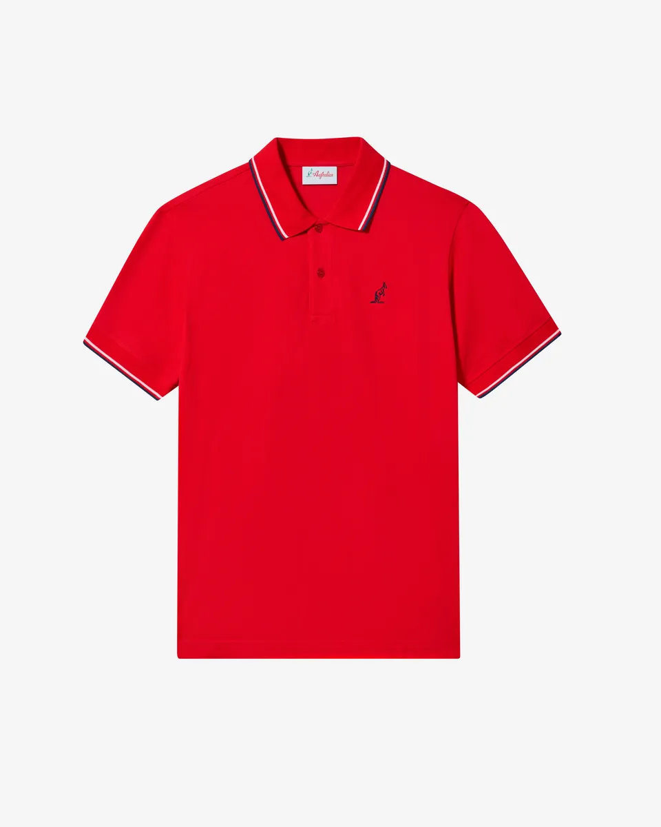 australian-2-stripes-polo-shirt-piquet-elasticizzato-slim-fit-rosso-vivo image 1