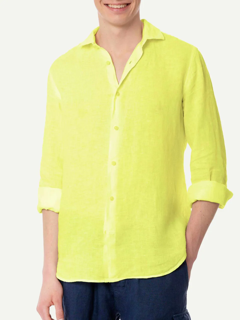 mc2-saint-barth-camicia-pamplona-uomo-in-lino-giallo image 1