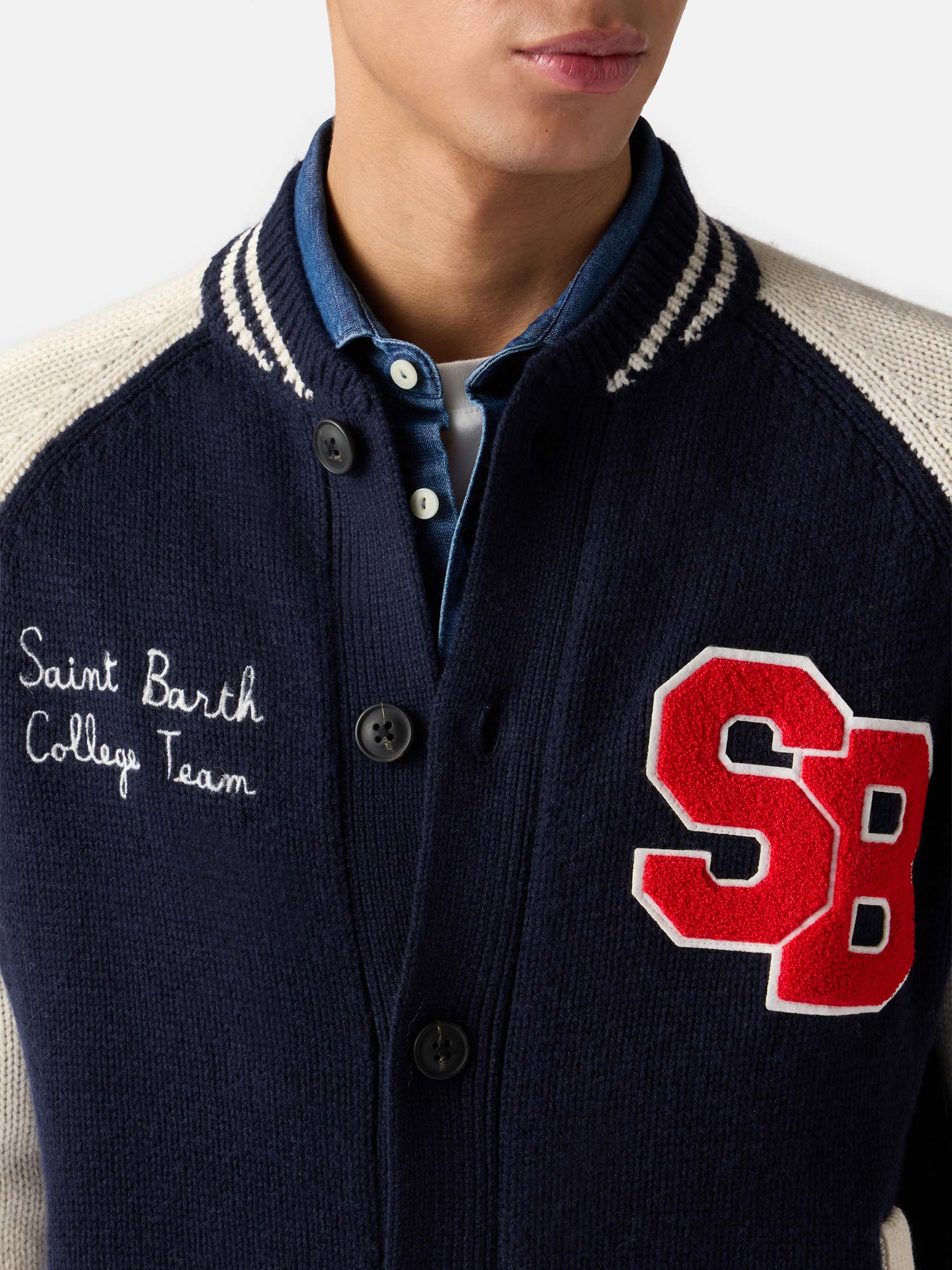 mc2-saint-barth-benjamin-bomber-uomo-in-maglia-blu-navy-stile-college image 2