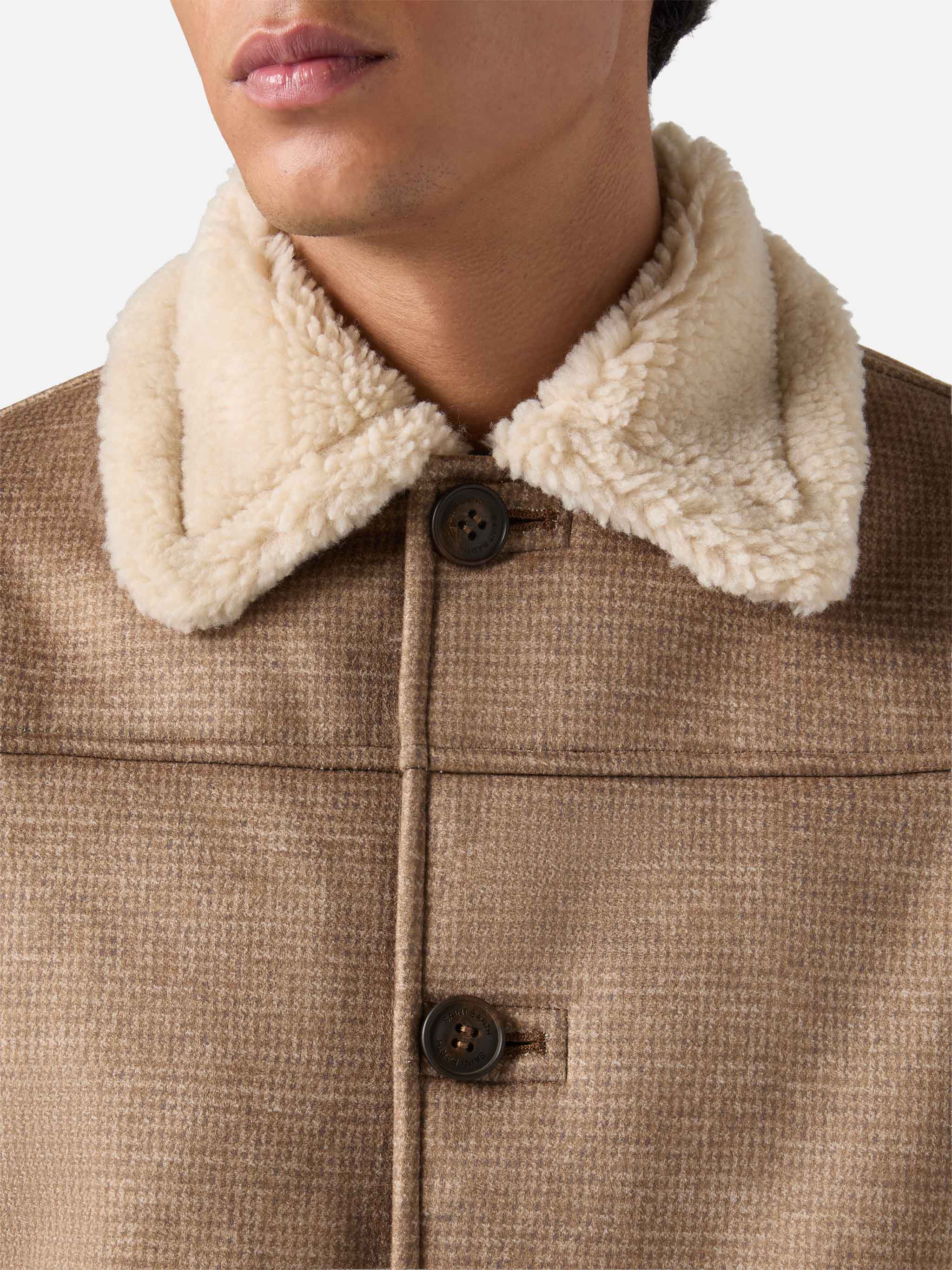 mc2-saint-barth-kells-giacca-bambina-pied-de-poule-marrone-con-eco-shearling image 4