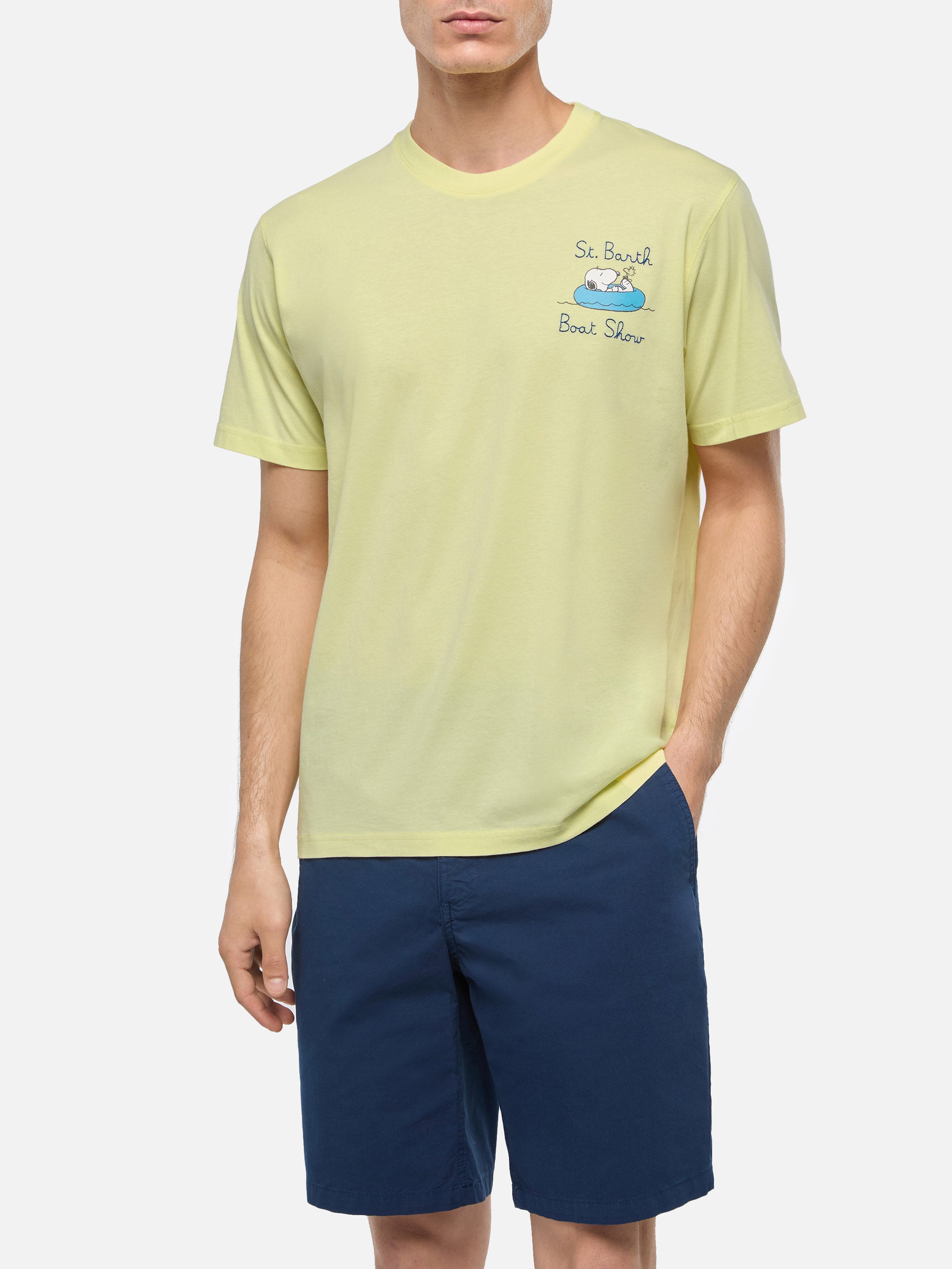 mc2-saint-barth-man-t-shirt-in-cotone-gialla-uomo-stampa-snoopy-peanuts image 2